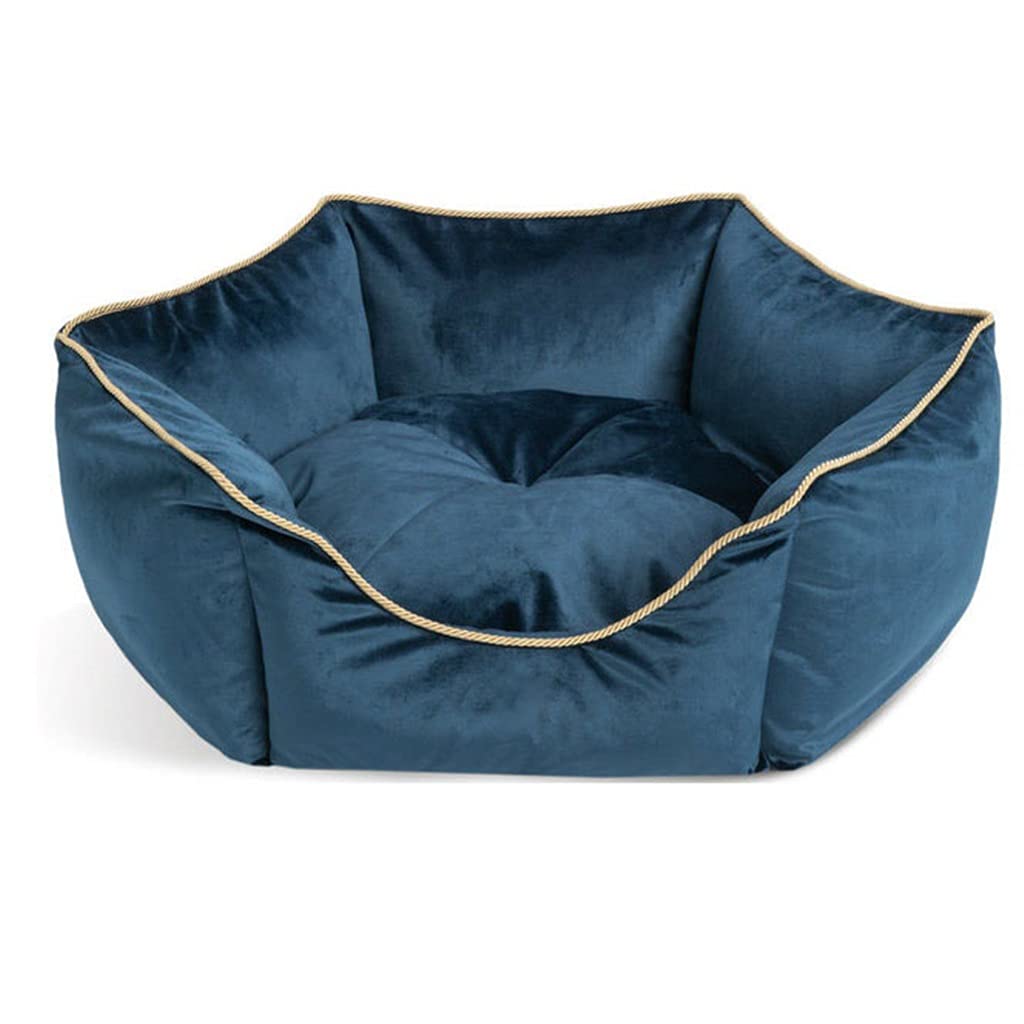 SLATIOM Warm & Comfortable Winter Pet Bed for Cats & Small Dogs - Soft Plush Puppy Bed, Cozy Cat Litter Sofa - Blue Medium Size for Indoor Use, Perfect for Living Room & Bedroom