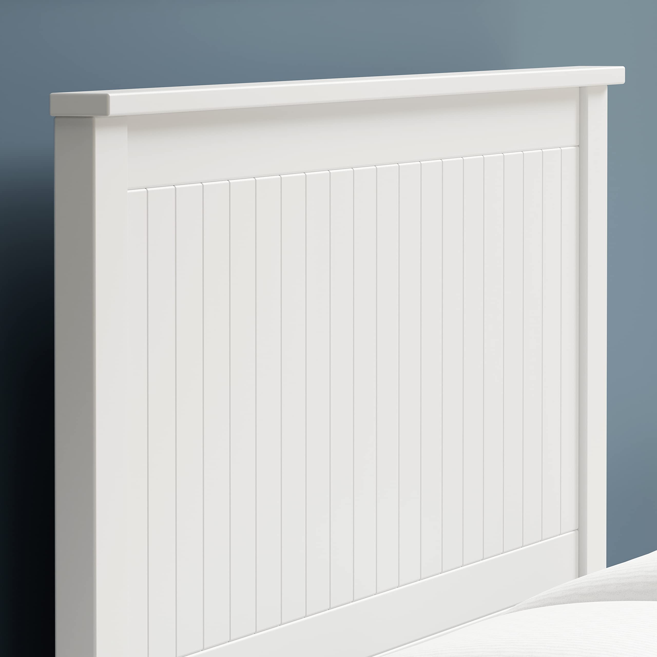 Glenwillow Home Wainscott Wood Panel Headboard in White - Queen Size Bed Frame Headboard for Master Bedroom, Guest Room & Home Decor