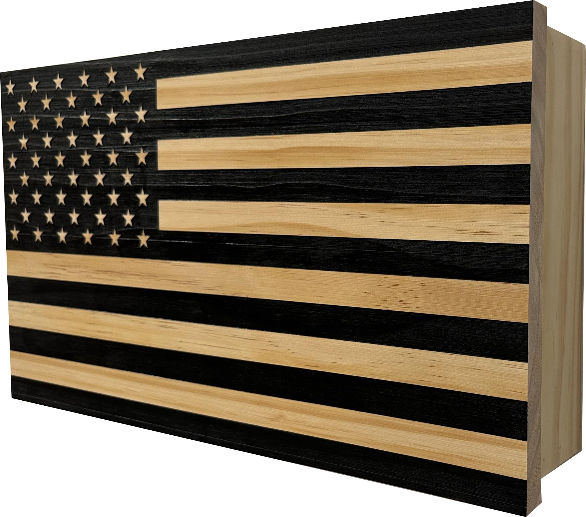 American Flag Concealed Gun Cabinet - Hidden Gun Storage Safe with Patriotic Design (Carbon Gray) | Perfect for Home Security & Firearm Protection