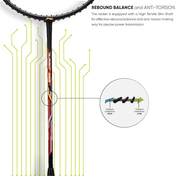 Li Ning Turbo 99 Professional Badminton Racket - Prestrung Carbon Fiber Shuttlecock Racket for Advanced Players | Perfect for Tournaments & Training Sessions