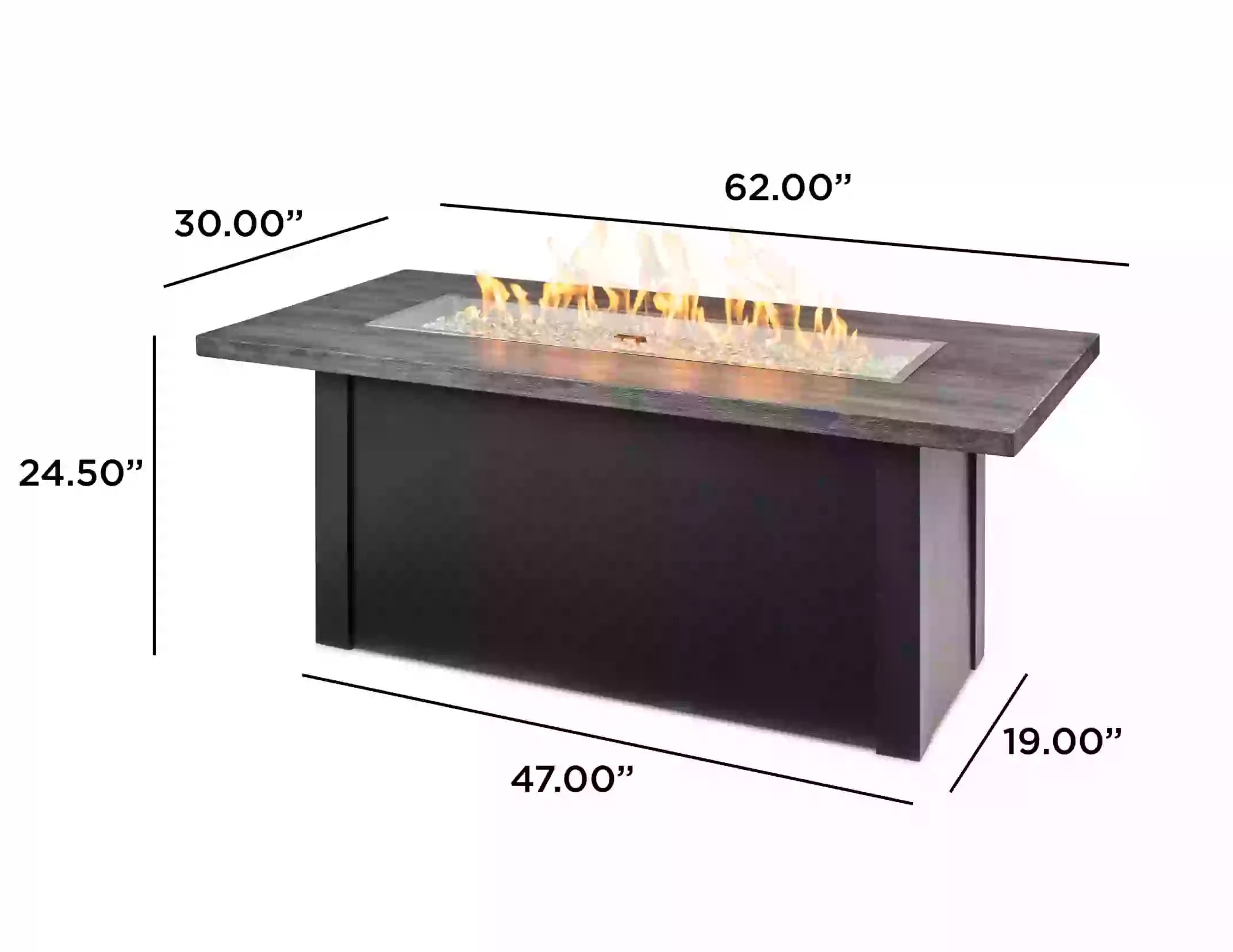 Outdoor Gas Fire Pit Table - The Outdoor Greatroom Company Key Largo Linear Fire Pit for Patio, Backyard, Deck & Poolside Gatherings