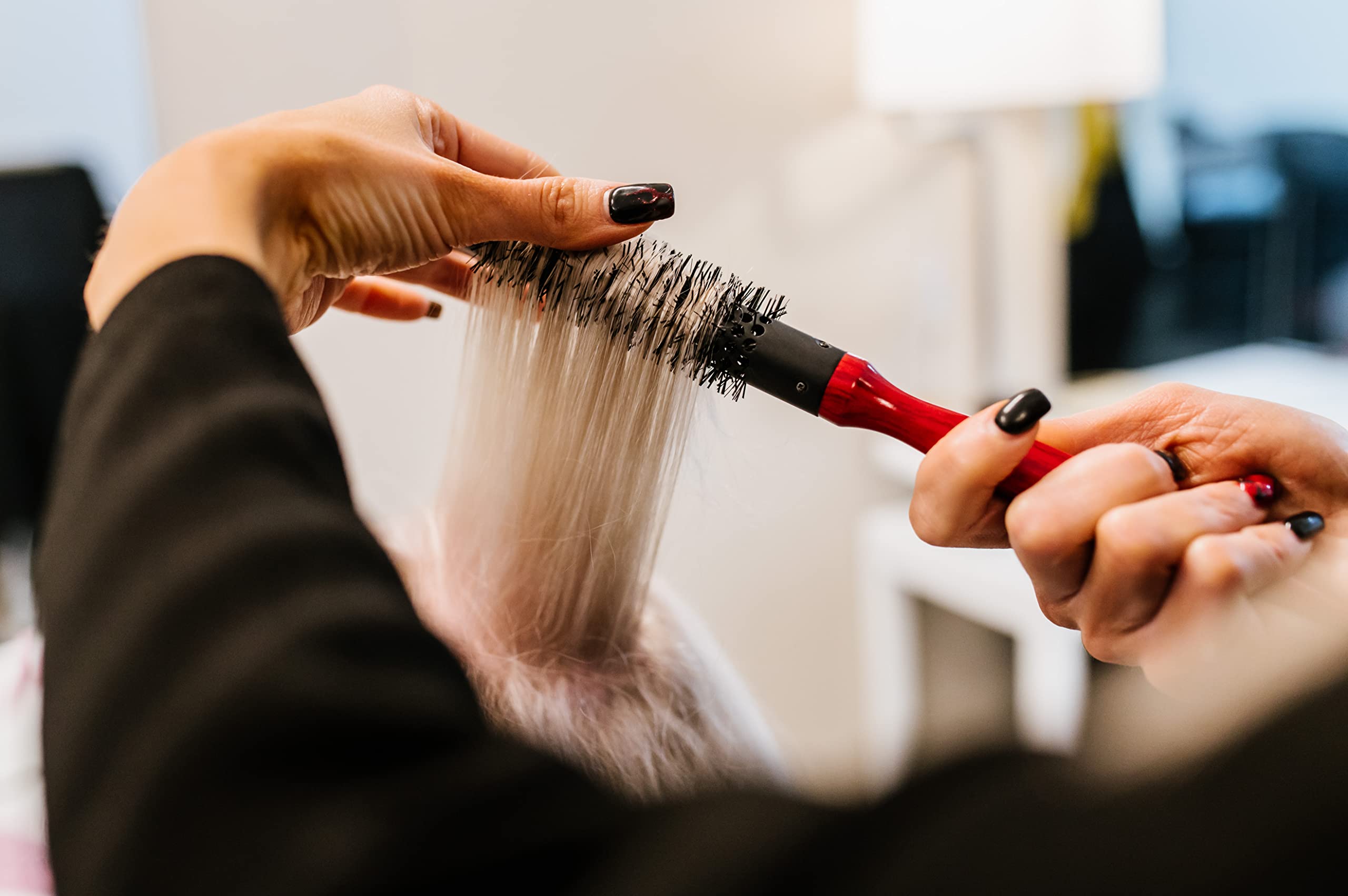Kobe Red Wood Heat Resistant Blow Dry Brush - 13mm Barrel for Styling & Straightening - Salon & Home Use