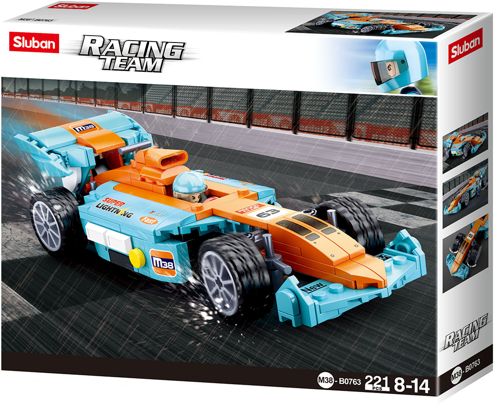 Racing Team Large Scale Race Car Model Kit - 221 Pieces (M38 B0763) for Kids & Adults - Perfect for Collectors, DIY Enthusiasts & RC Racing Fans