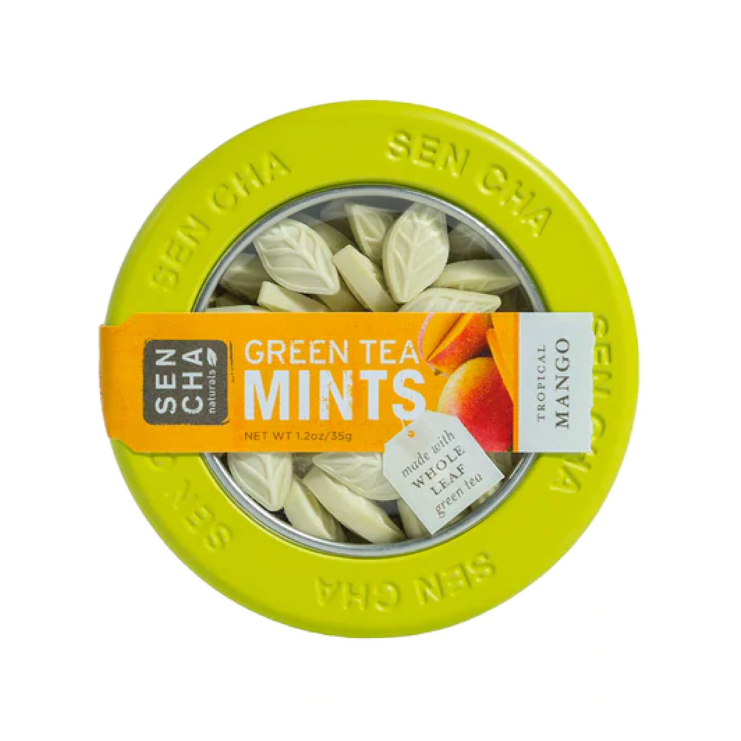 SEN CHA Naturals Green Tea Mints - Tropical Mango Flavor, 1.2 oz (Pack of 1) | Refreshing Breath Mints with Antioxidants | Perfect for Office, Travel & After Meals