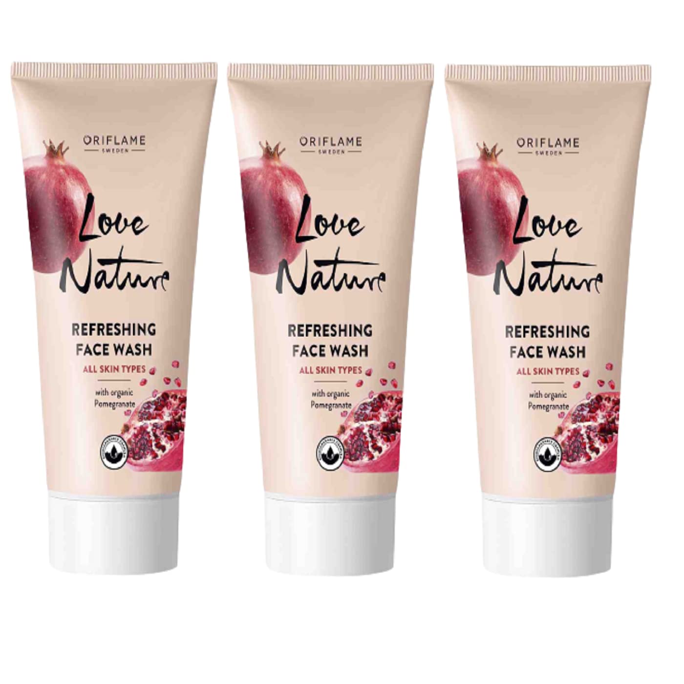 Oriflame LOVE NATURE Organic Pomegranate Refreshing Face Wash - Gentle Cleanser for Daily Skincare Routine & Acne-Prone Skin