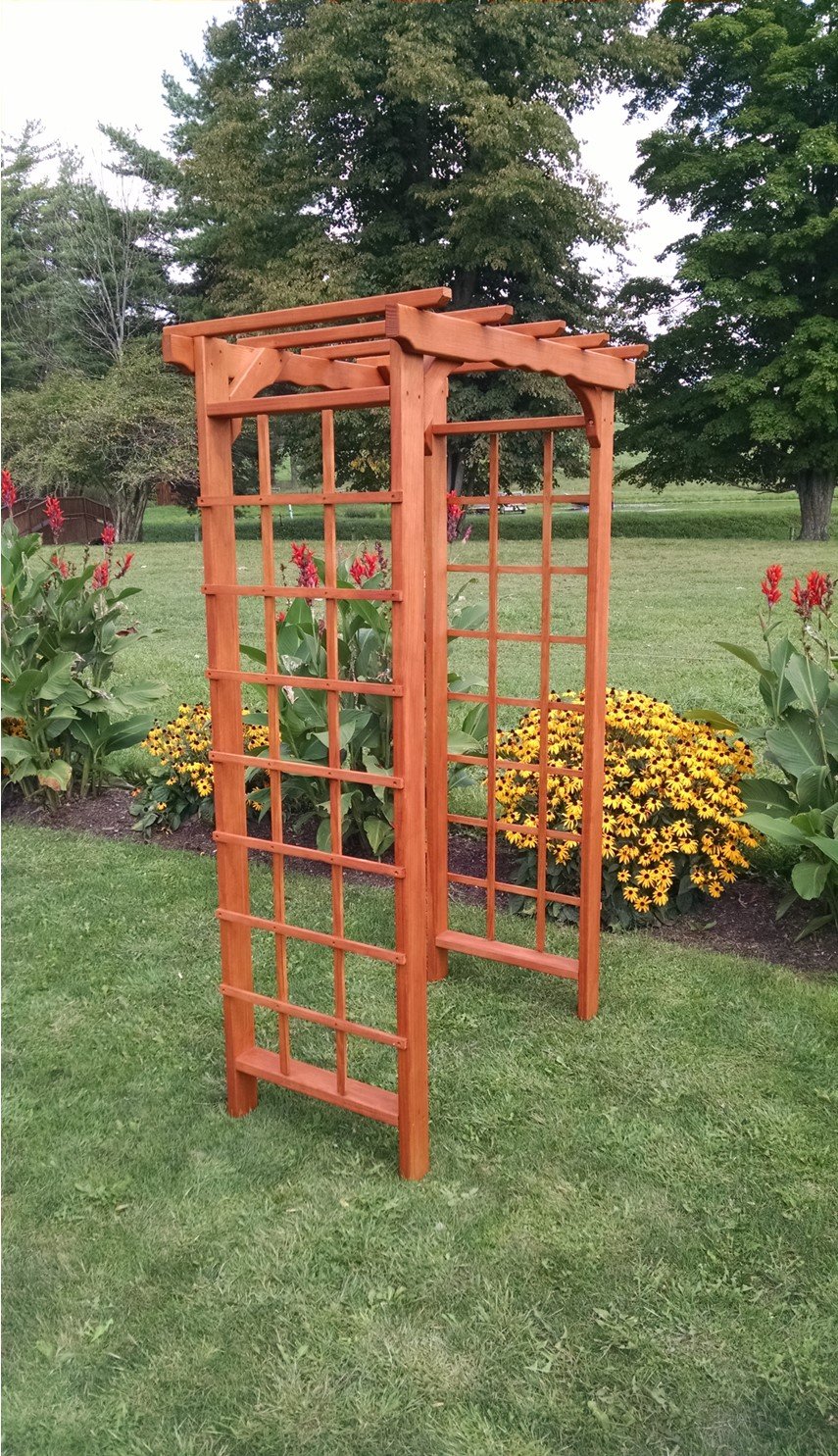Handcrafted Amish Cedar Wood Morgan Arbor - Rustic Garden Arbor for Outdoor Weddings, Backyard Decor & Landscaping