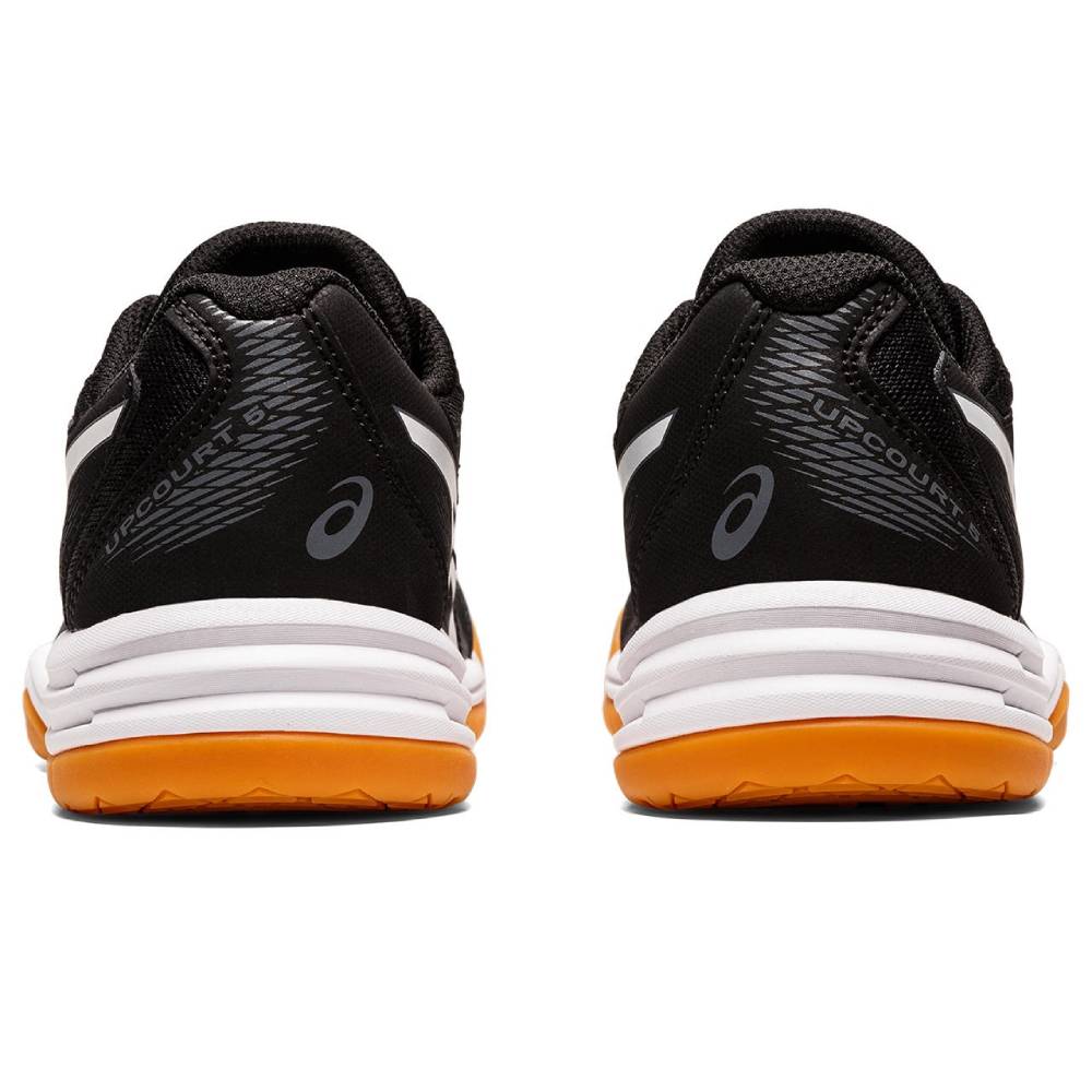 ASICS Upcourt 5 GS Junior Indoor Court Shoes for Girls - Black/White - Lightweight Tennis Shoes for Kids with Non-Marking Soles - Perfect for Indoor Volleyball, Badminton & Court Sports