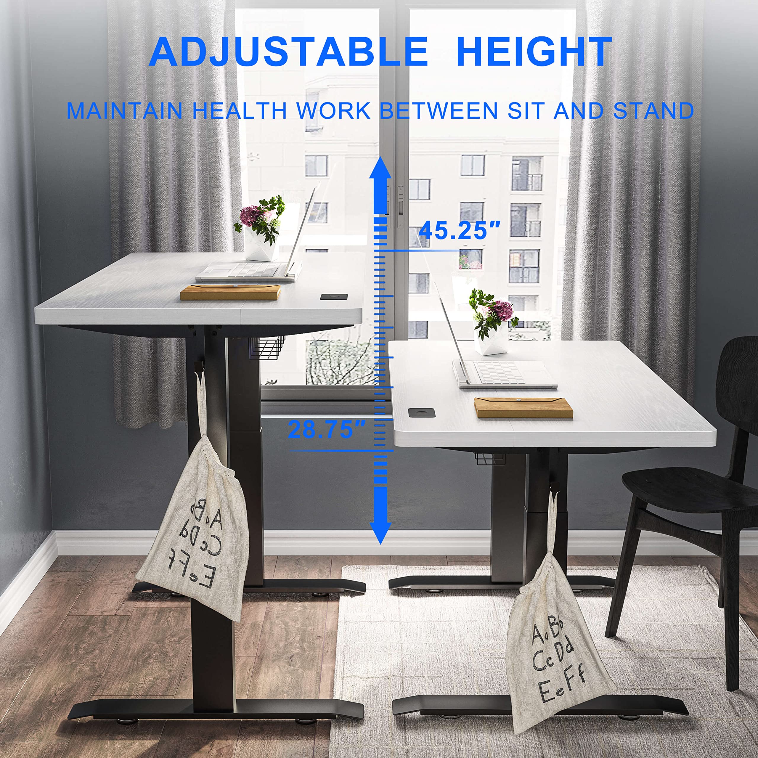 IYEE NATURE Electric Standing Desk 40 x 24 Inches - Adjustable Height Ergonomic Home Office Desk with Splice Board (Black Frame, White Top) | Perfect for Remote Work, Gaming Setup & Small Workspaces