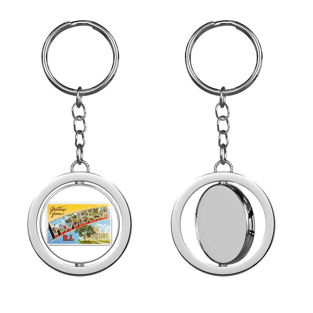 Providence Rhode Island Souvenir - Silver Chrome Spinning Double-Sided Keychain Keyring | Perfect for Travel Gifts, Car Keys & Backpack Accessories