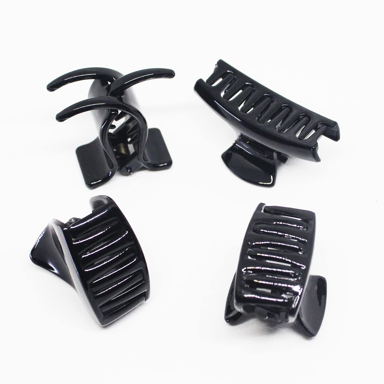 NSB Herbals Black Plastic Hair Claw Clips for Women & Girls - Medium Size Trendy Hair Accessories (4-Pack) - Perfect for School, Work, Parties & Everyday Styling
