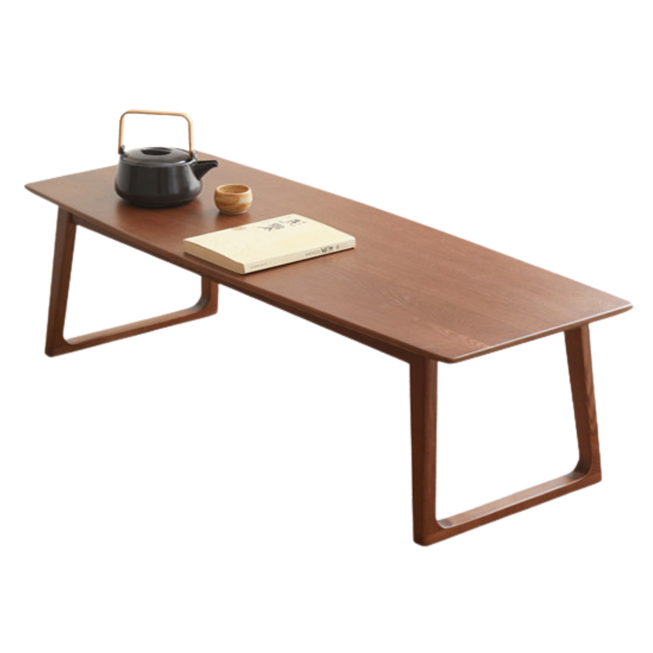 Solid Black Walnut & Ash Wood Low Coffee Table - Modern Minimalist Small Side Table for Living Room, Bedroom, or Office