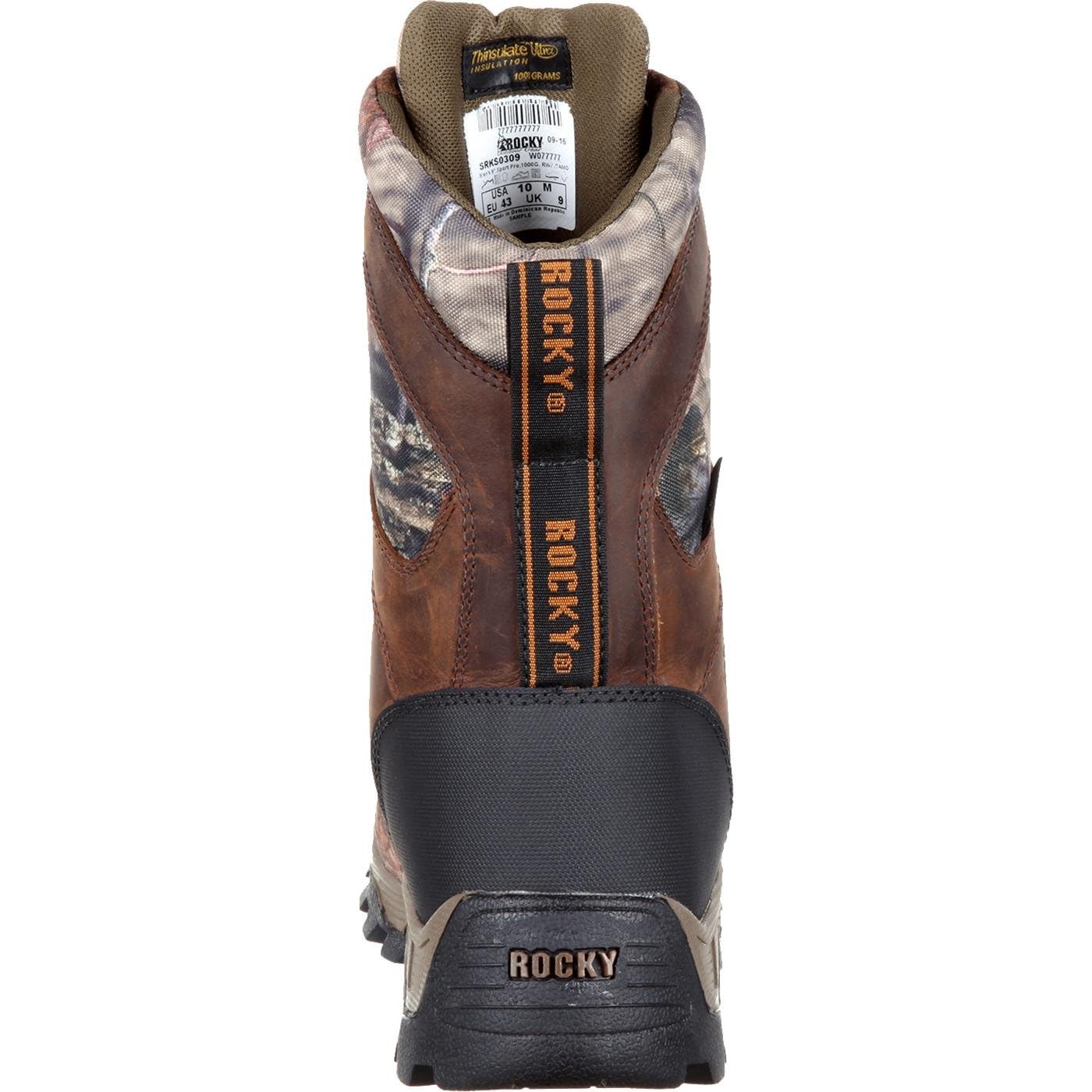 ROCKY Sport Pro 1000G Insulated Hunting Boots for Men - Waterproof Winter Boots with Thinsulate - Best for Cold Weather Hunting, Hiking & Outdoor Activities