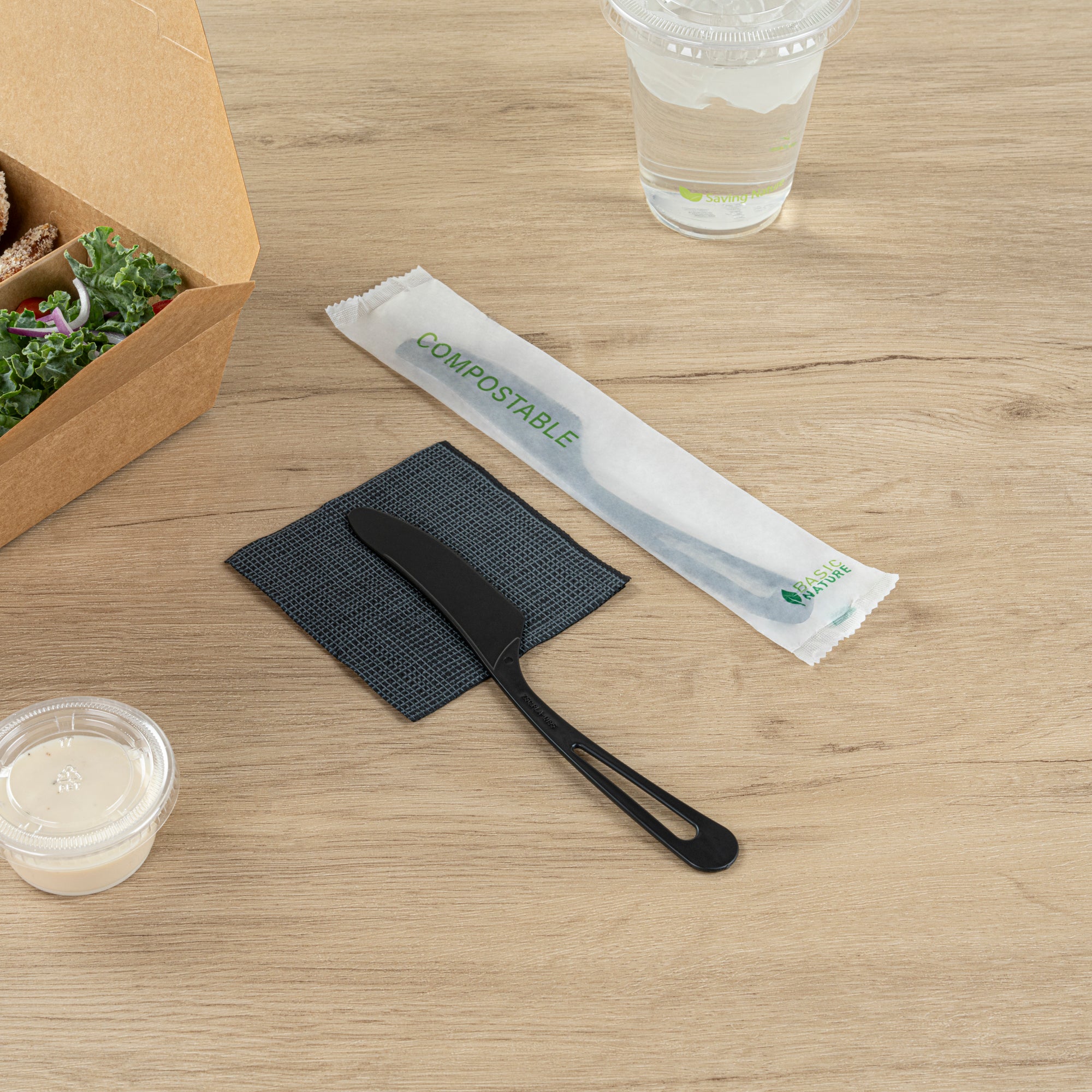 Eco-Friendly Basic Nature Black CPLA Compostable Plastic Knives – Heat Resistant, 7.5 Inch, 250 Count Box – Perfect for Parties, Picnics & Sustainable Dining