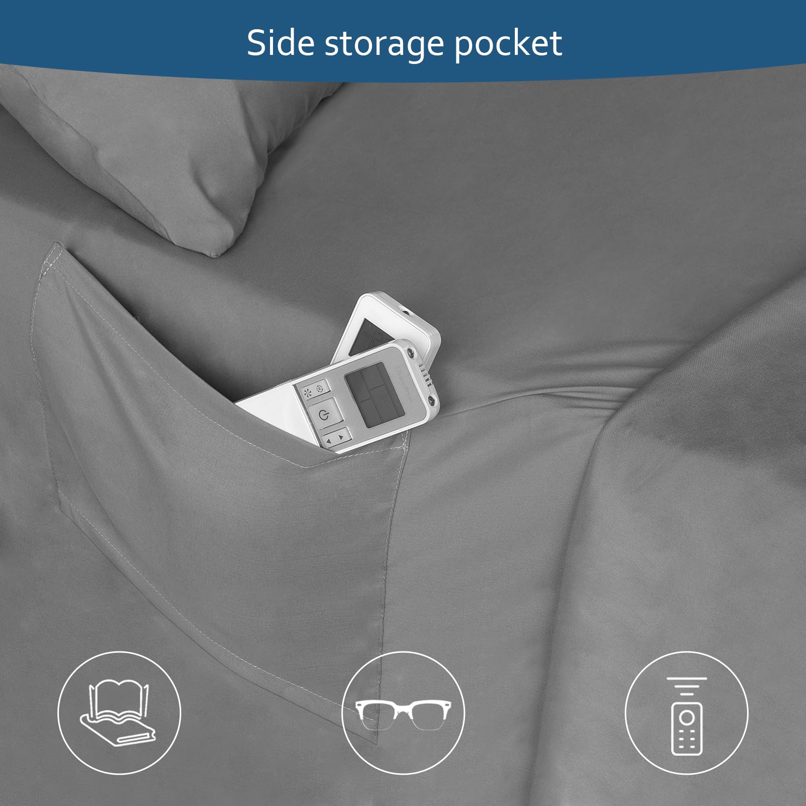 **Deep Pocket Twin Sheets Set for Kids Air Mattress - 4-Piece Fade-Resistant Bedding Set Fits 16-24 Inch Pillow Top Mattress (Grey) - Perfect for Sleepovers, Travel & Kids' Rooms**