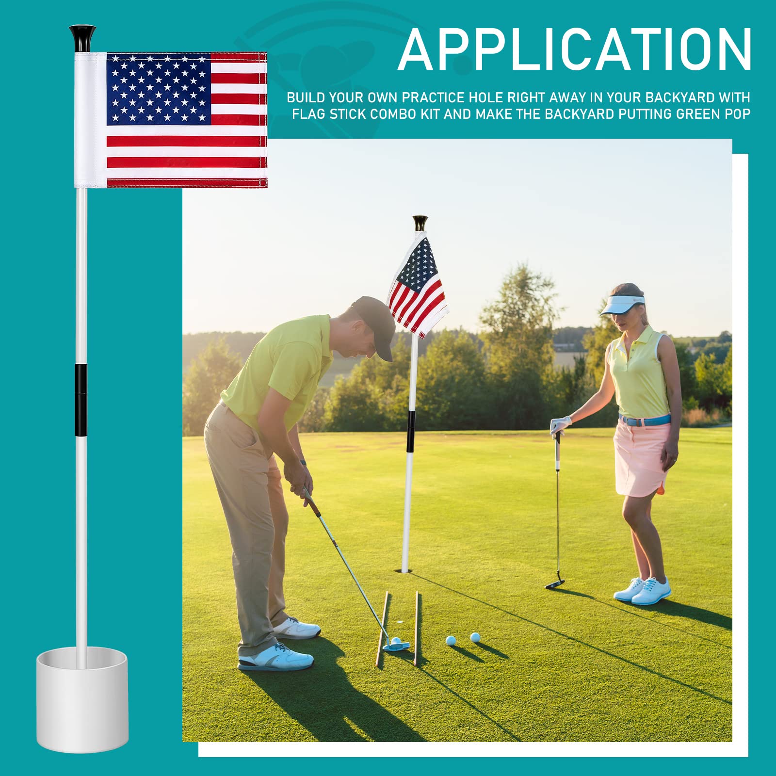 Premium 6-Pack Golf Pin Flags with Hole Cup Set - 6