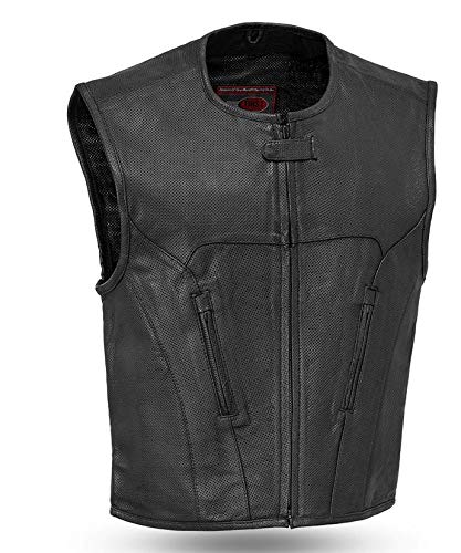 Men's Motorcycle SWAT Team Style Perforated Leather Racing Vest - Durable & Breathable for Bikers & Riders - Perfect for Motorcycle Clubs, Racing & Outdoor Adventures