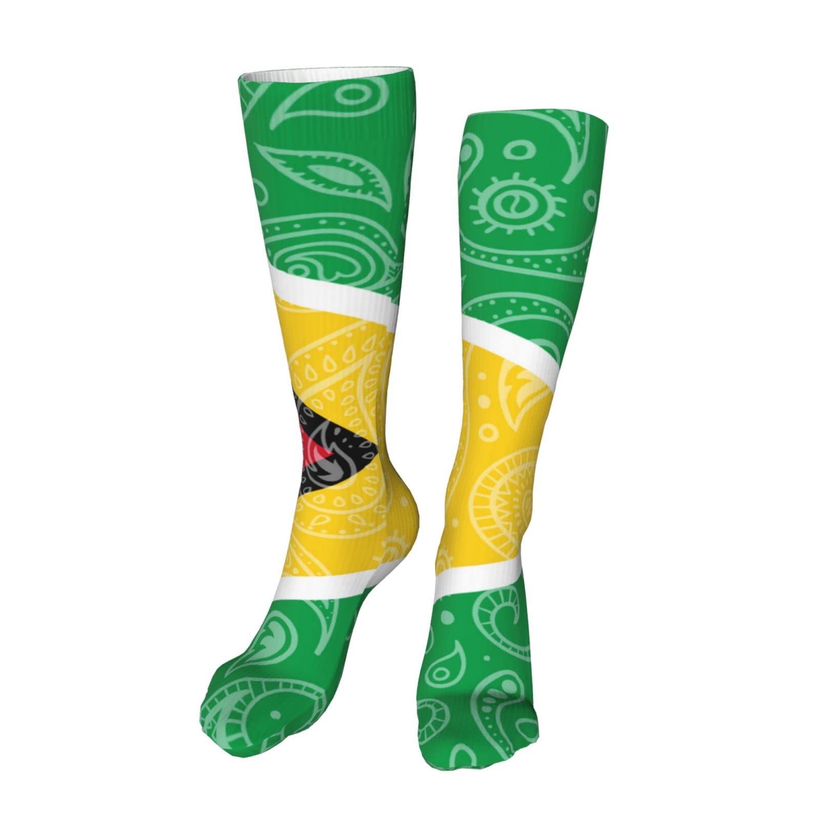 Women's Knee High Socks with Paisley & Venezuela Flag Design - Men's Athletic Tube Socks for Running, Sports & Casual Wear