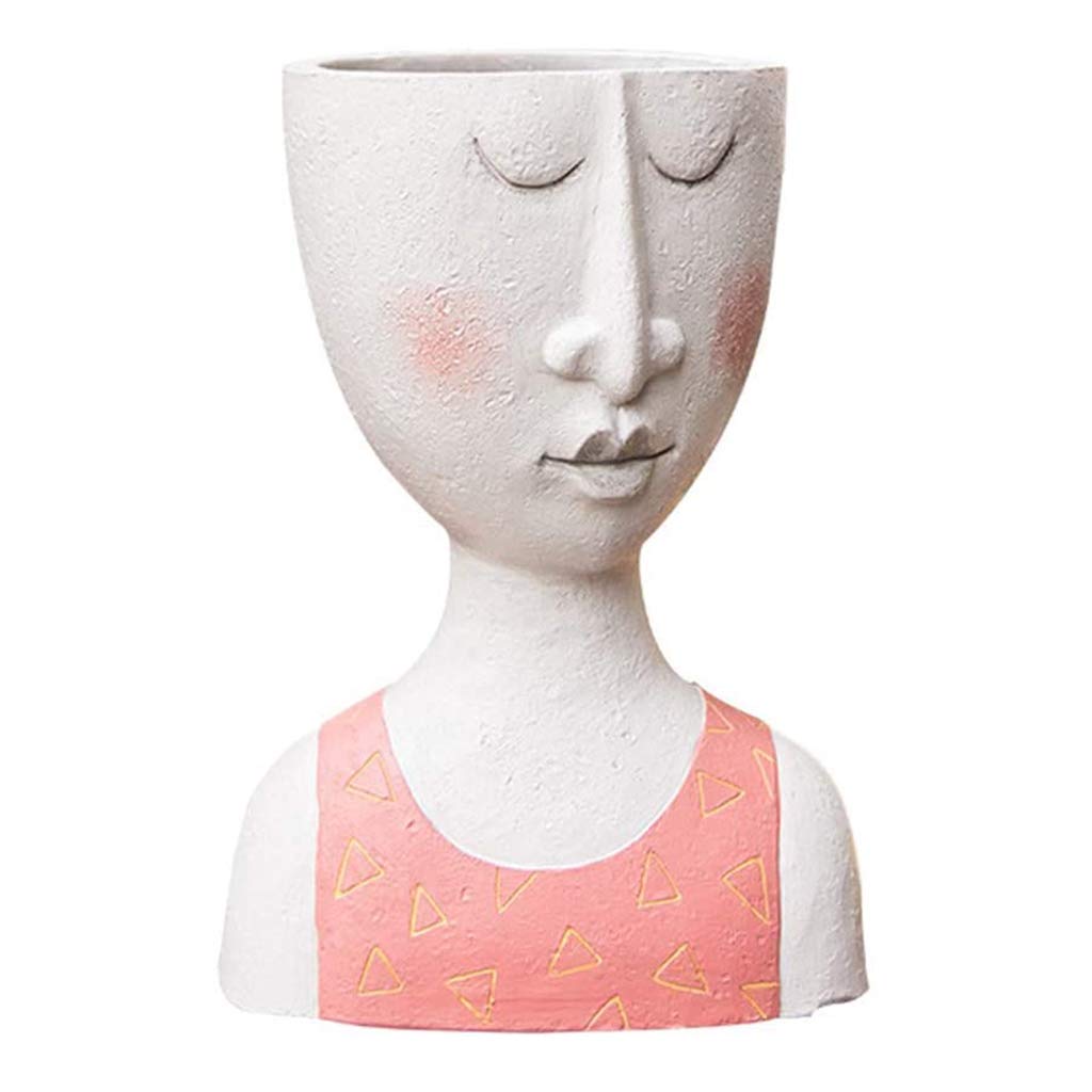 Handmade Resin Face Sculpture Flower Pot Vase - Artistic Portrait Planter for Home & Garden Decor - Perfect for Indoor Plants, Succulents, and Tabletop Displays