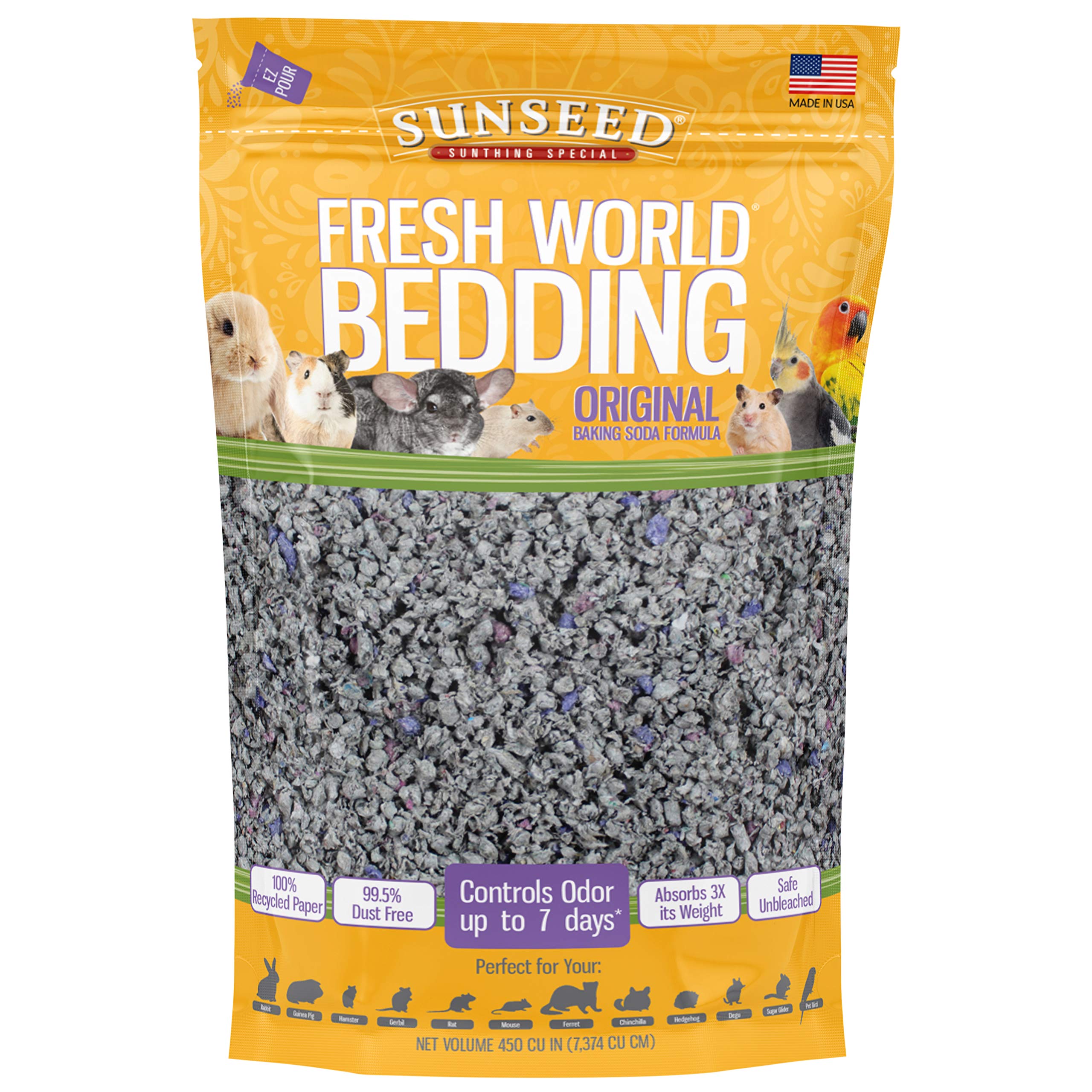 Premium Sunseed Small Animal Bedding - Soft, Absorbent & Odor Control for Hamsters, Rabbits & Guinea Pigs - Ideal for Cages, Hutches & Pet Play Areas