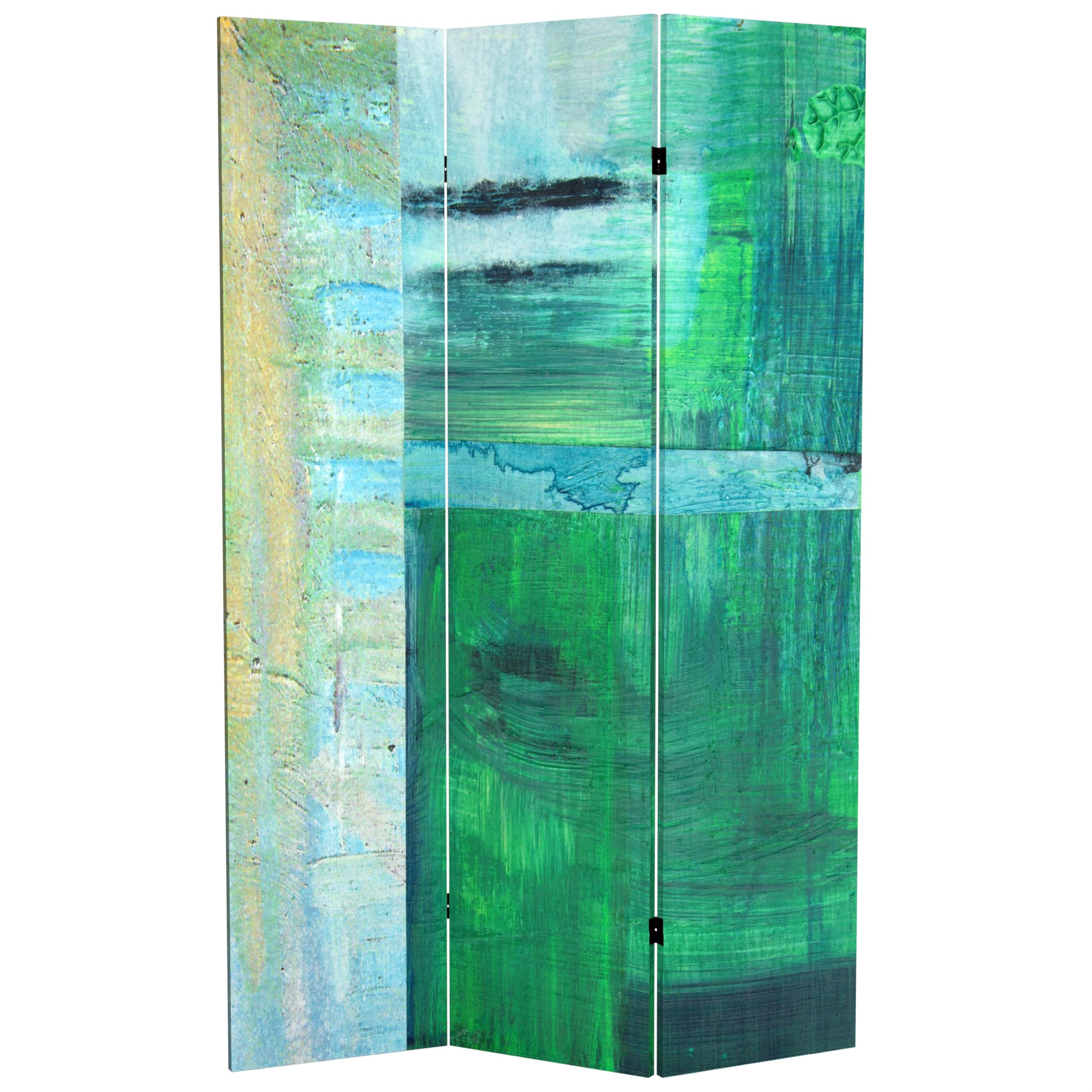 6 ft. Tall Red Lantern Winter Woods Double-Sided Canvas Room Divider in Beige & Gray - Perfect for Home Office, Living Room Partition, and Event Decoration