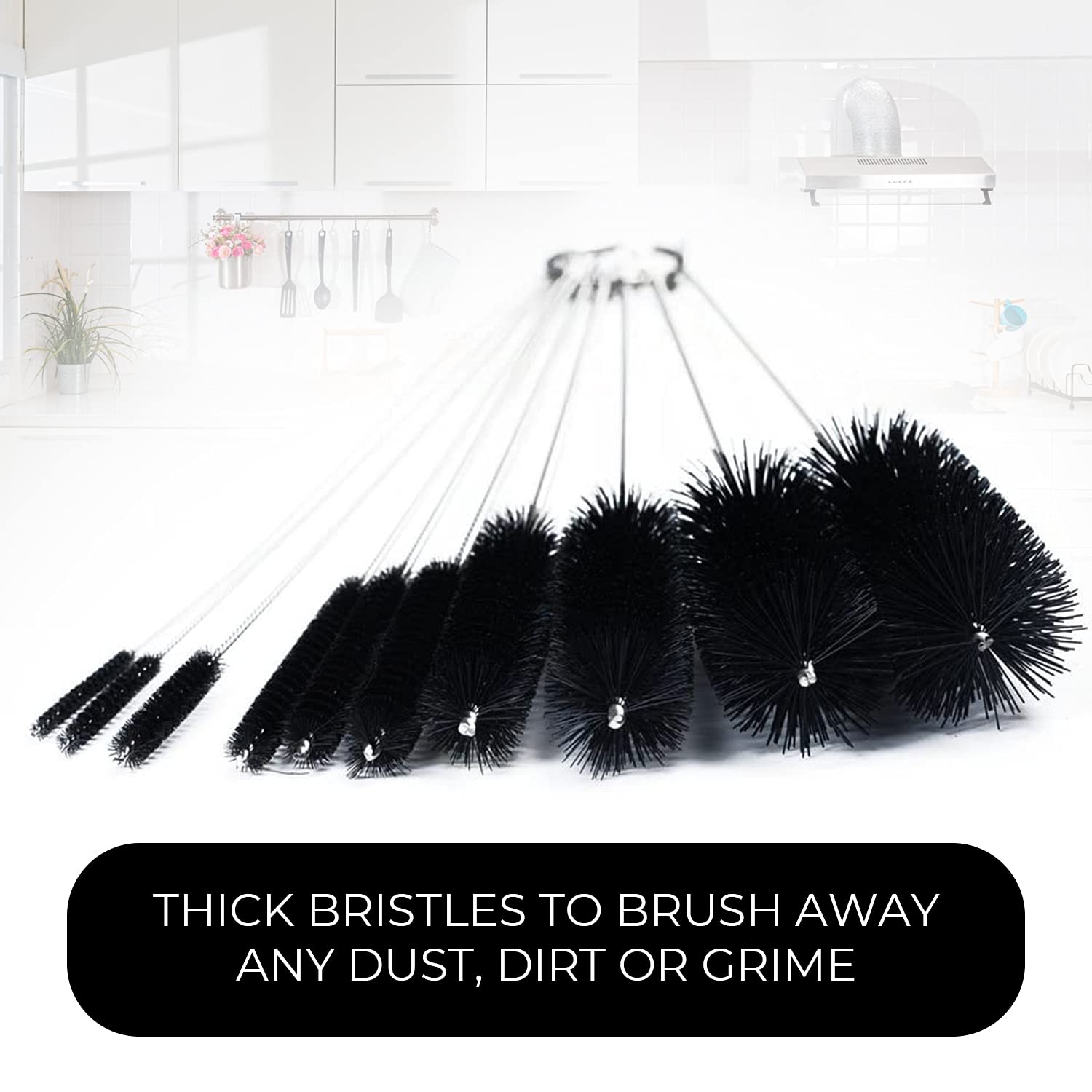 8 Inch Nylon Tube Cleaning Brush Set - 5 Piece Small Size Kit with Flexible Handles for Deep Cleaning | Perfect for Bottles, Straws, Pipes, Keyboards, Glass, Guns & Detailing | Heavy Duty Durable Brushes for Home, Kitchen, Office & Workshop Use