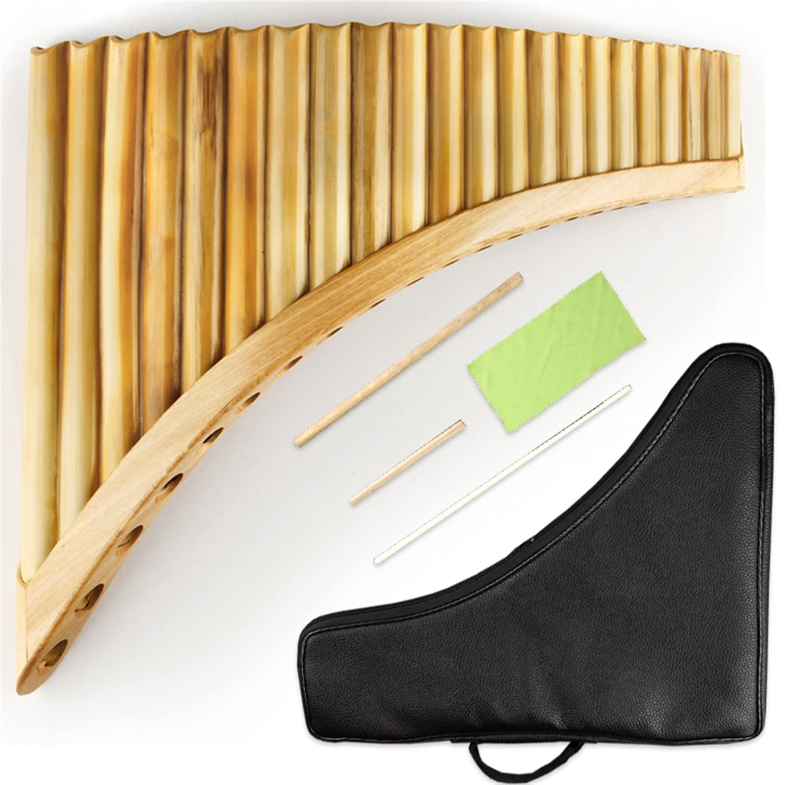 22 Pipe Pan Flute - Natural Reed Handmade Woodwind Instrument in G Key (Right Color) | Perfect for Music Lovers, Meditation & Relaxation
