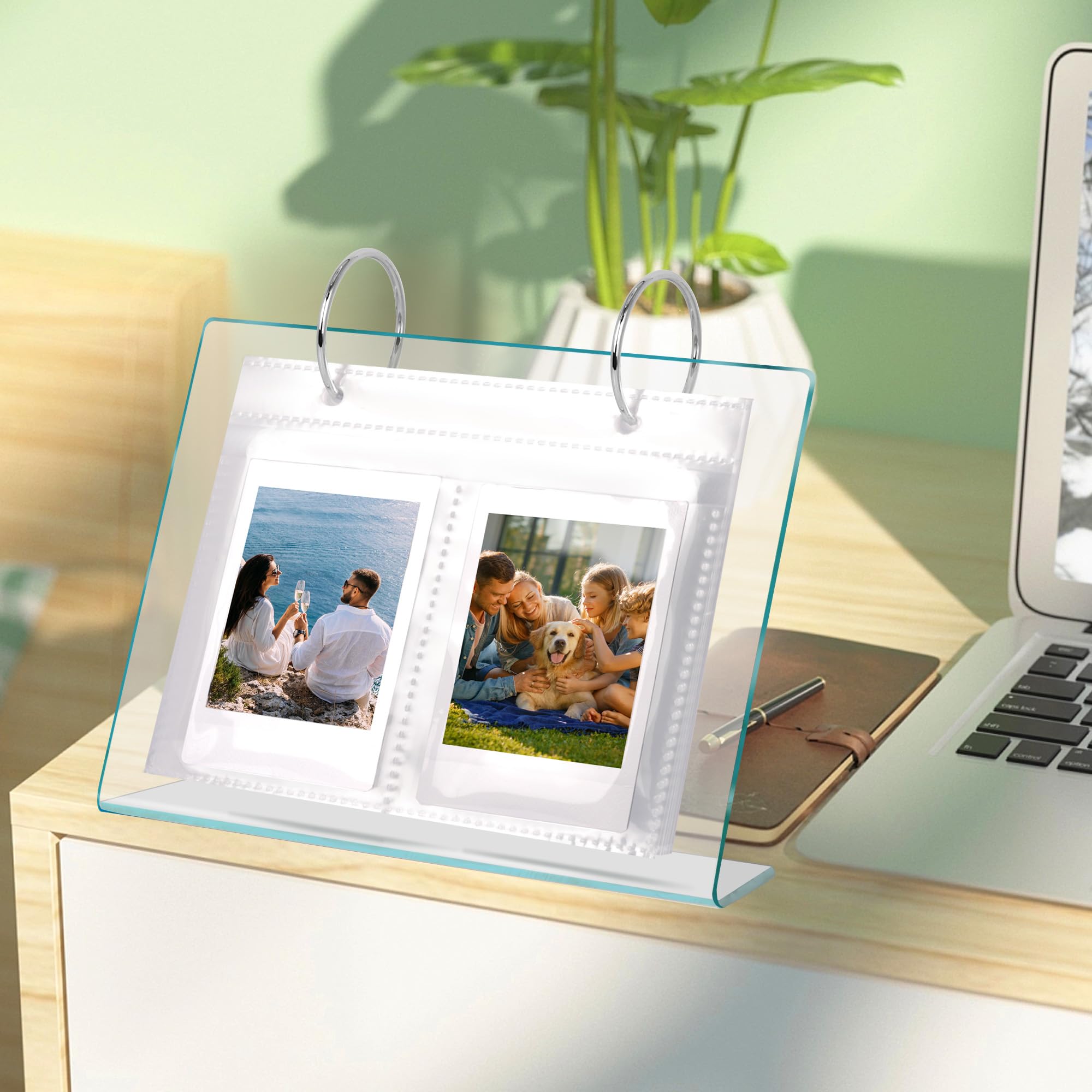 Acrylic Mini Photo Album - 68 Pockets Tabletop Picture Display for 2x3 Inch Photos | Holds Polaroid, Fujifilm, Kpop Photocards & Flashcards | Perfect for Home Decor, Office Display, and Memory Keeping