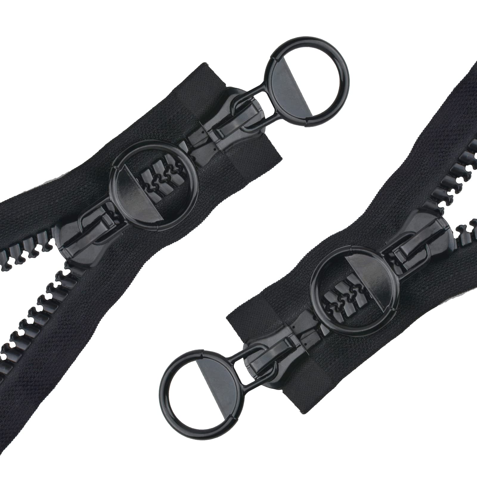 WANDIC 2-Pack Heavy Duty Plastic Zipper - 59 Inch Extra Large Black Zippers for DIY Sewing, Tailoring, Crafts, Bags, Tents & Boat Covers | Durable Canvas Repair & Outdoor Gear Zipper Replacement