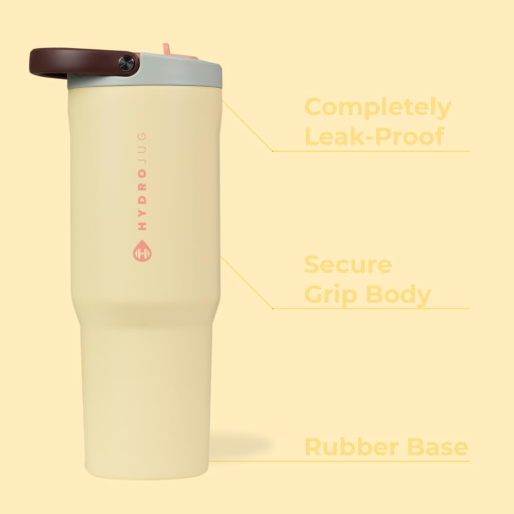HydroJug Sport - 32oz Stainless Steel Water Bottle with Straw, Vacuum Insulated & Leakproof, Ergonomic Design for Gym & Outdoor Use, Reusable & Dishwasher Safe, Durable Tumbler with Rubber Base - Perfect for Workouts, Hiking, Travel & Daily Hydration