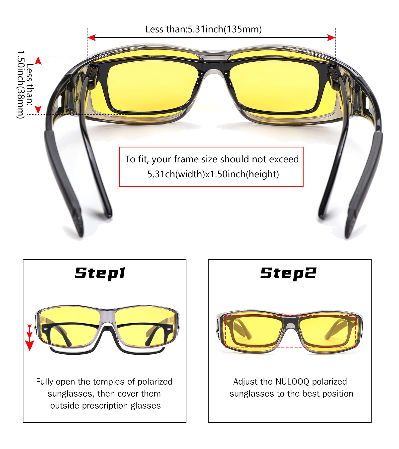 NULOOQ Polarized Sunglasses for Over Glasses - UV Protection Wrap Around Sunglasses for Men & Women - Perfect for Driving, Outdoor Sports & Daily Wear