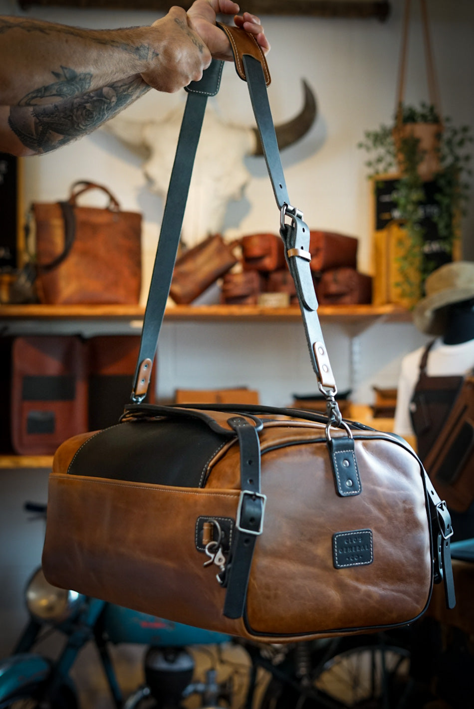 Duffleback Warrior Backpack - Two Tone Golden Maple Brown & Flat Black Accents - Durable Travel & Gym Bag for Outdoor Adventures & Daily Commute