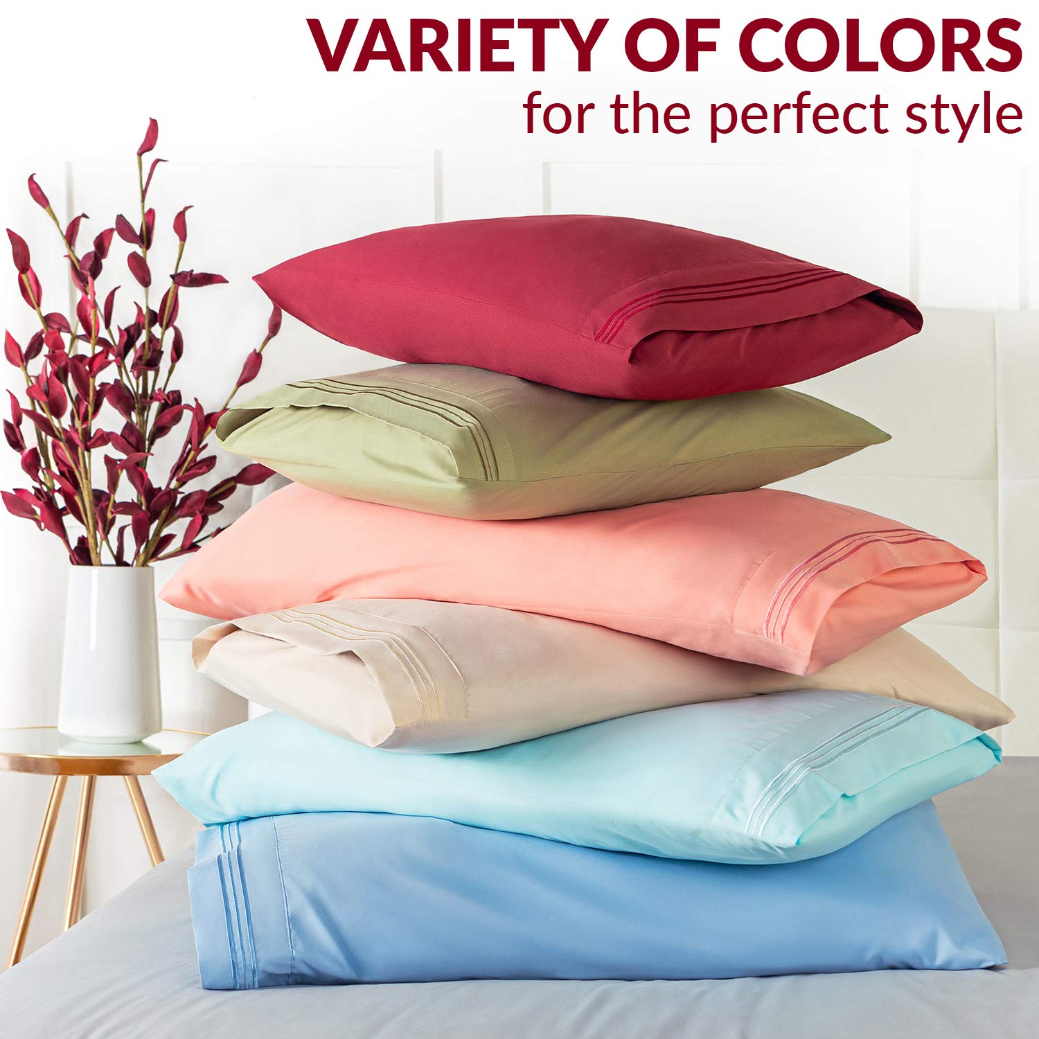 Luxury Brushed Microfiber Pillowcase Set - 2 King Size Wrinkle & Fade Resistant Bedding - Soft Breathable Pillow Covers for Hotel Style Comfort (White, 48-Pack) - Perfect for Home, Guest Rooms & Airbnb Stays