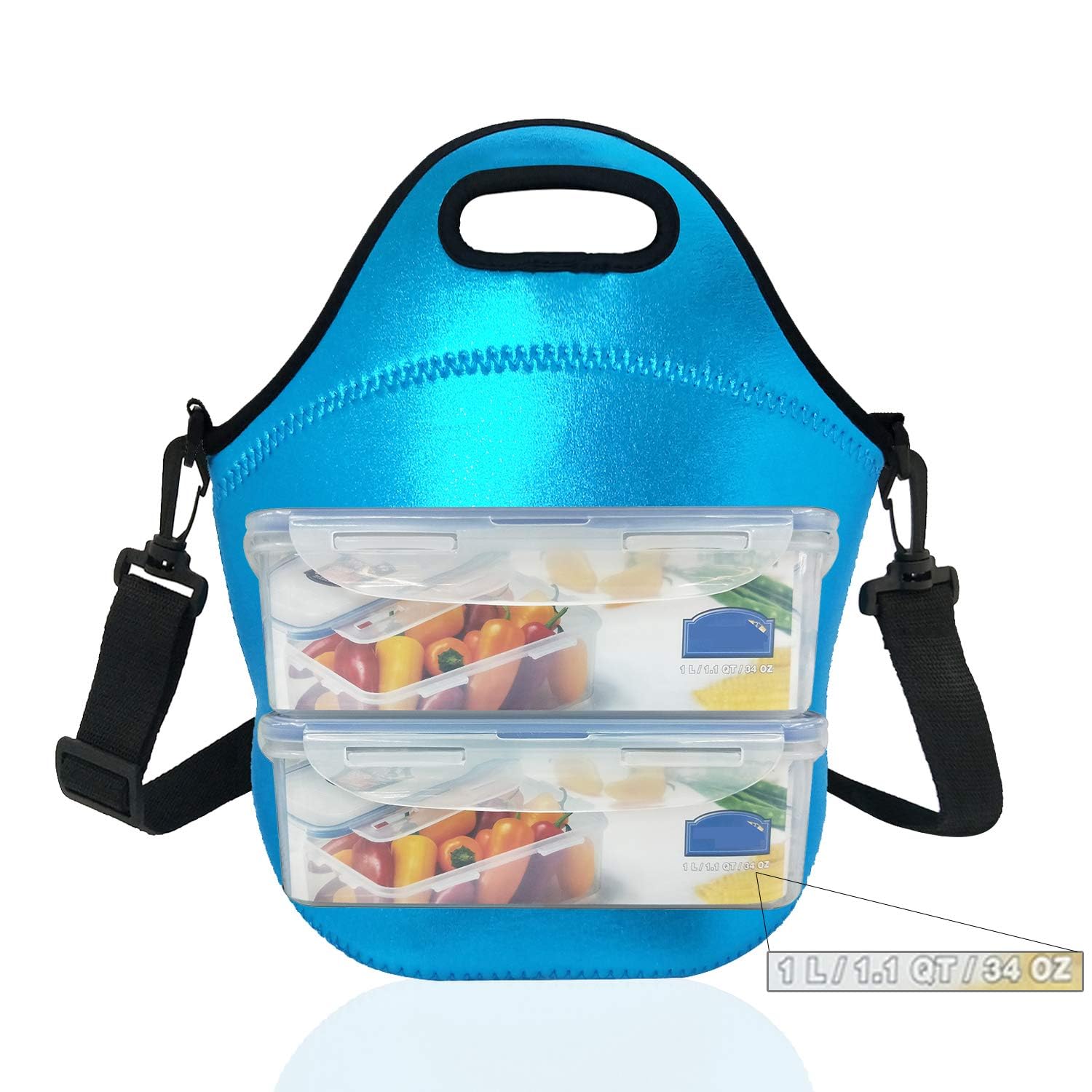 YIDA Insulated Lunch Bag for Work & Travel - Neoprene Cooler Tote for Women & Men - Office, Picnic & Outdoor Meals - Leakproof & Durable (Blue)