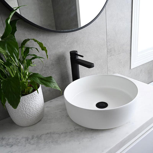 Amaroo Circle Matte White Bathroom Sink Basin - Modern 8 Quarters Drop-in Vessel for Vanity & Powder Room - Perfect for Home, Hotel & Spa Renovations