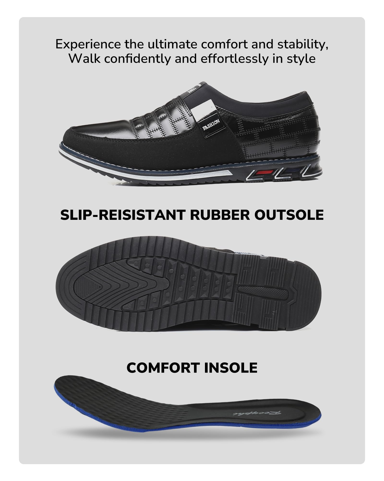 Men's Orthopedic Leather Oxford Derby Shoes - Comfortable Formal Business Dress Sneakers for Walking, Driving & Casual Wear | Perfect for Office, Travel & Daily Use
