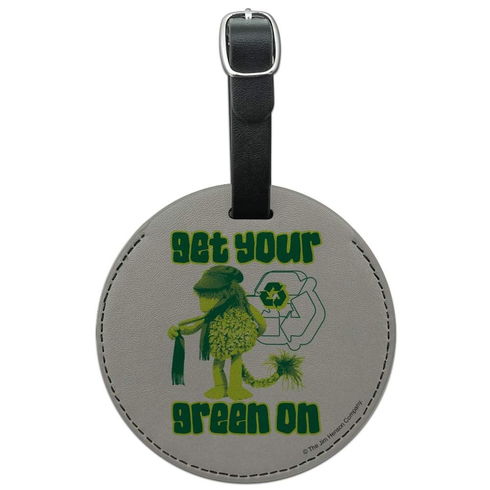 Eco-Friendly Round Leather Luggage Tag - Fraggle Rock Themed Recycled ID Card Holder for Travel Bags & Suitcases | Perfect for Airports, Vacations & Sustainable Travel Accessories