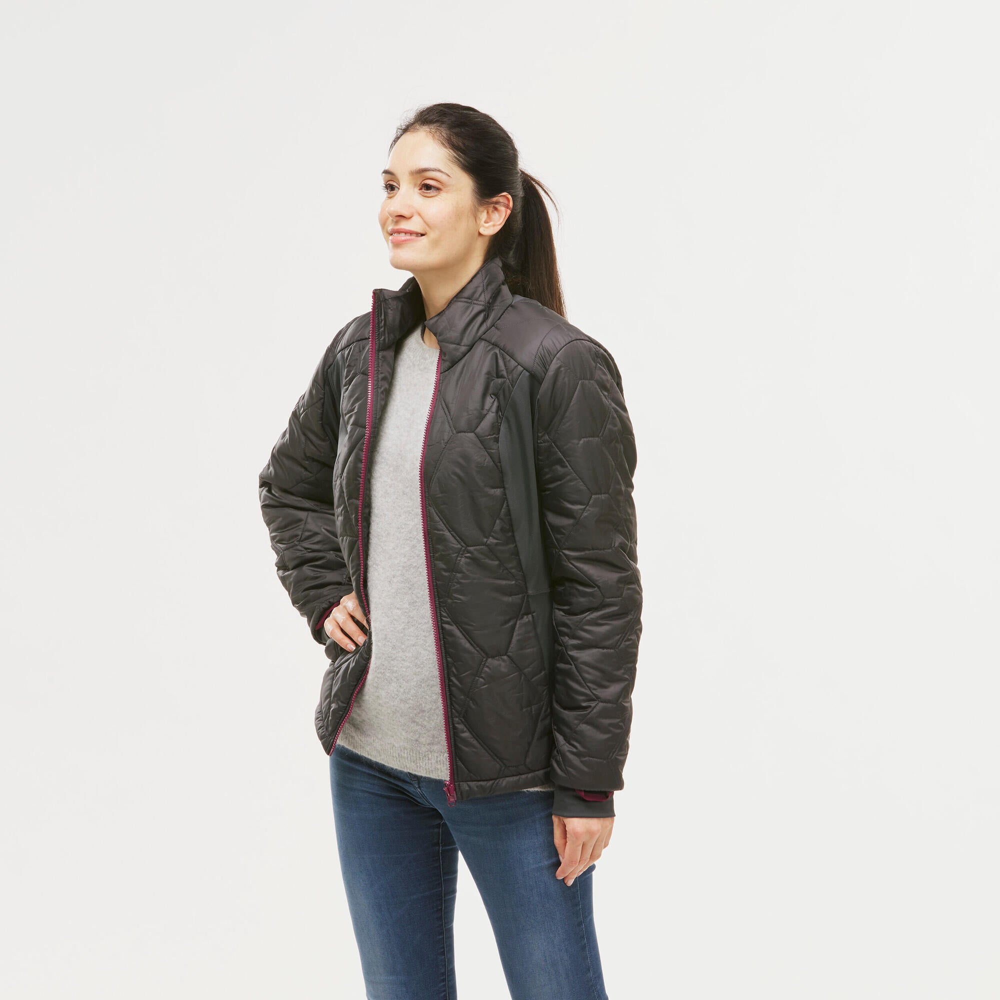 Forclaz Women's 3-in-1 Waterproof Travel Jacket - Lightweight Packable Hiking & Backpacking Coat for Cold Weather (Up to 17.6°F) - Perfect for Outdoor Adventures, Camping & Winter Travel