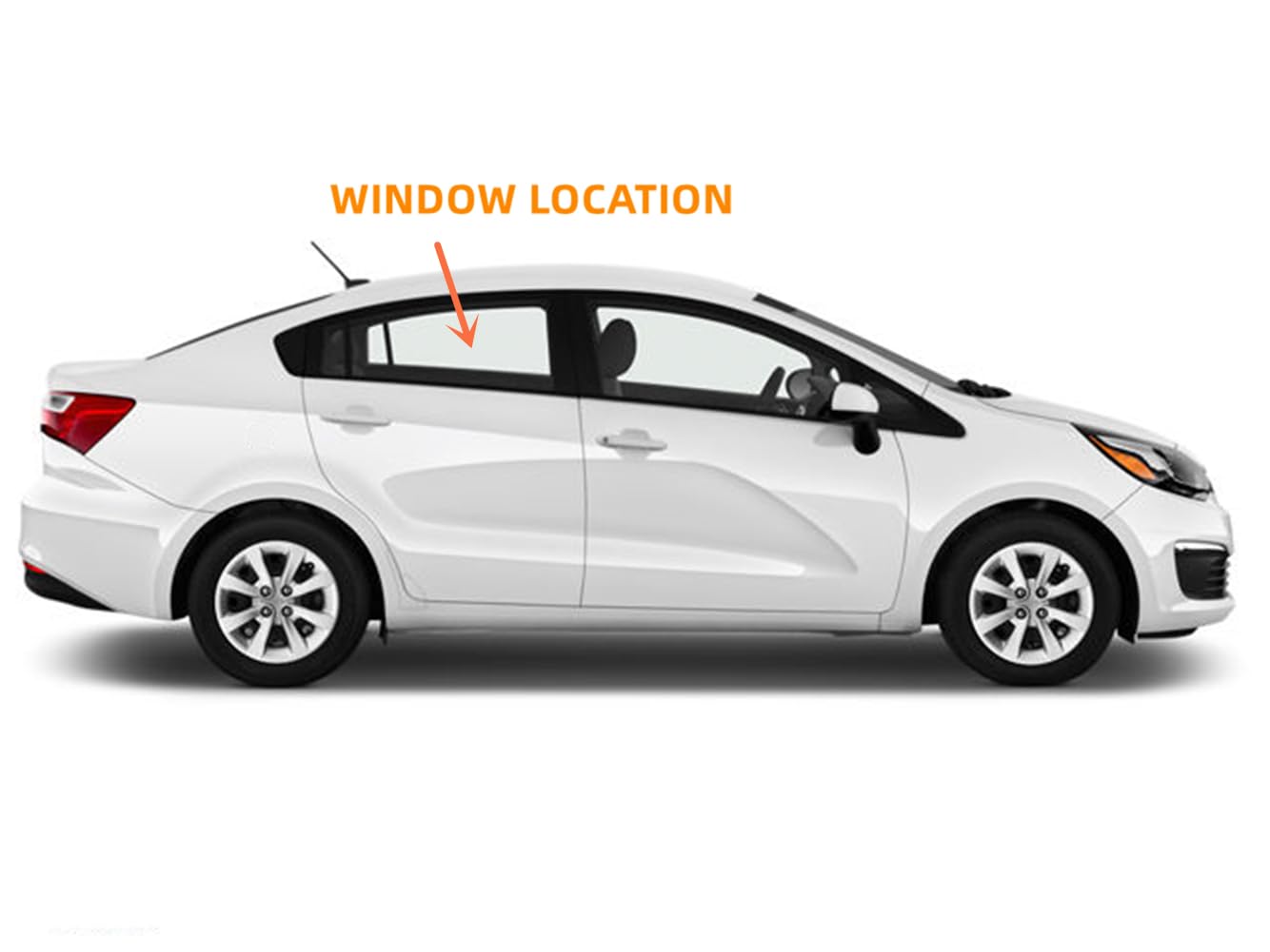 2012-2017 Kia Rio 4-Door Sedan Right Rear Passenger Window Glass Replacement - OEM Fit, Easy Installation for Car Window Repair & Maintenance