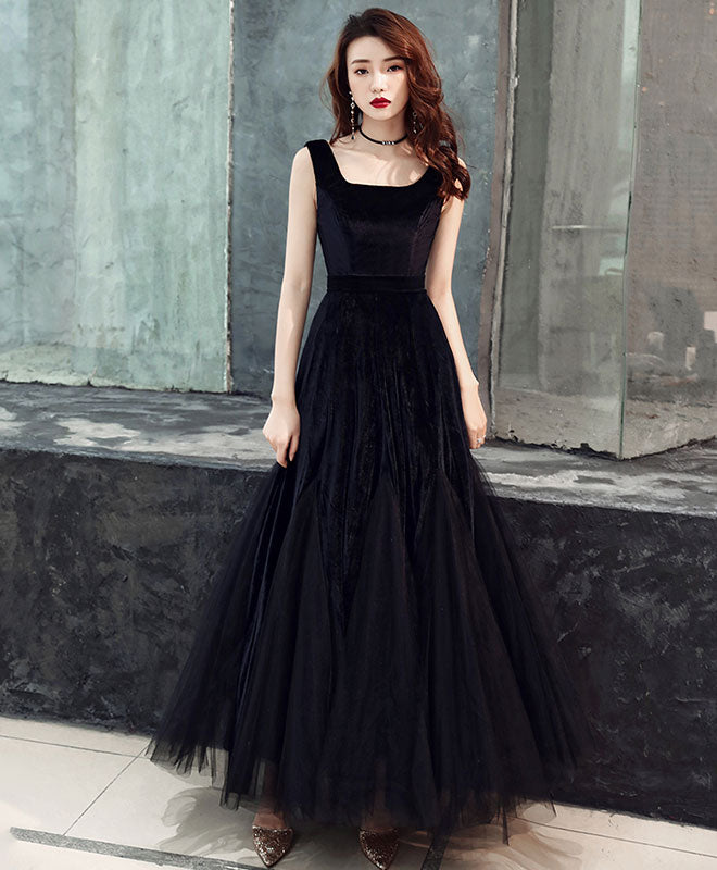 Elegant Black Tulle Prom Dress with Velvet Accents - Formal Evening Gown for Homecoming, Quinceañera & Special Occasions