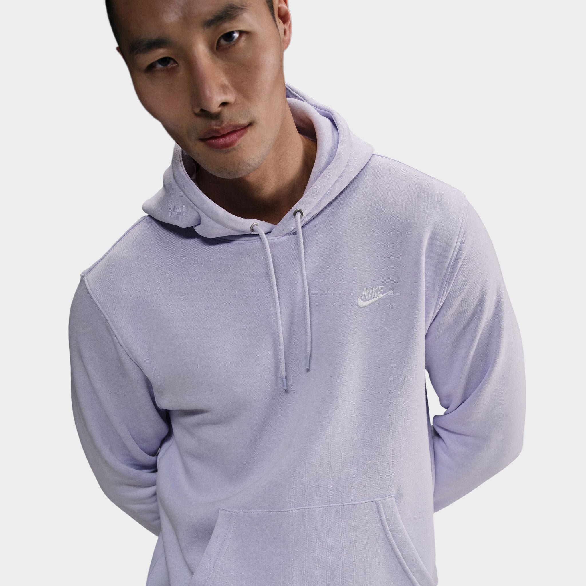 Nike Club Fleece Pullover Hoodie - Amethyst Tint & White Color | Soft & Comfortable Men's Hooded Sweatshirt | Perfect for Gym, Running & Casual Wear