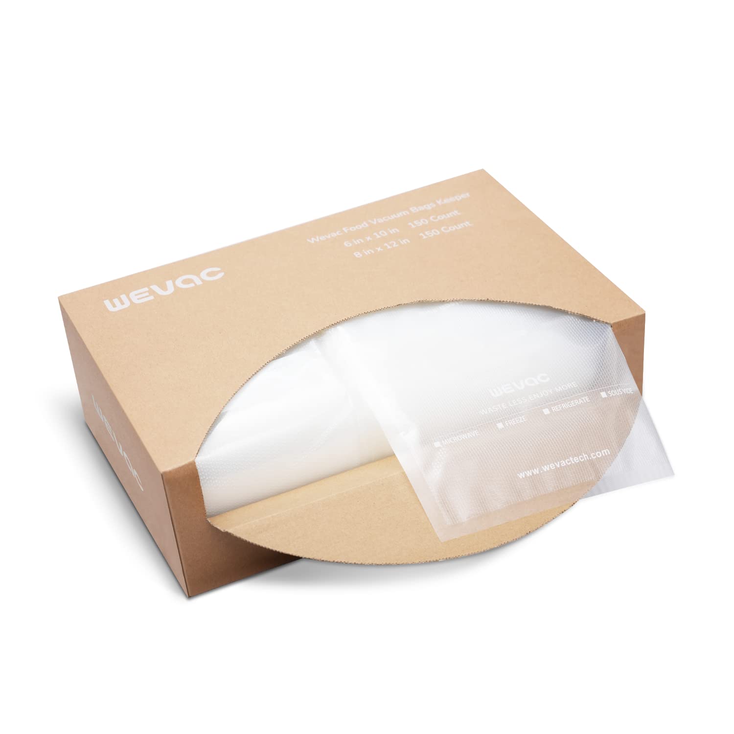 Wevac 6''x10'' & 8''x12'' 300 Count BPA Free Vacuum Sealer Bags - Commercial Grade Food Storage Bags for Sous Vide, Meal Prep, Freezing & Fresh Food Preservation - Compatible with FoodSaver & Most Vacuum Sealers