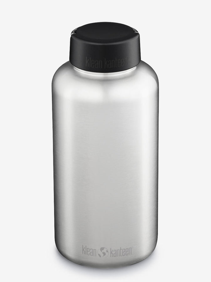 Klean Kanteen Wide Mouth 64oz (1900ml) Stainless Steel Water Bottle with Loop Cap - Perfect for Hiking, Camping & Outdoor Adventures
