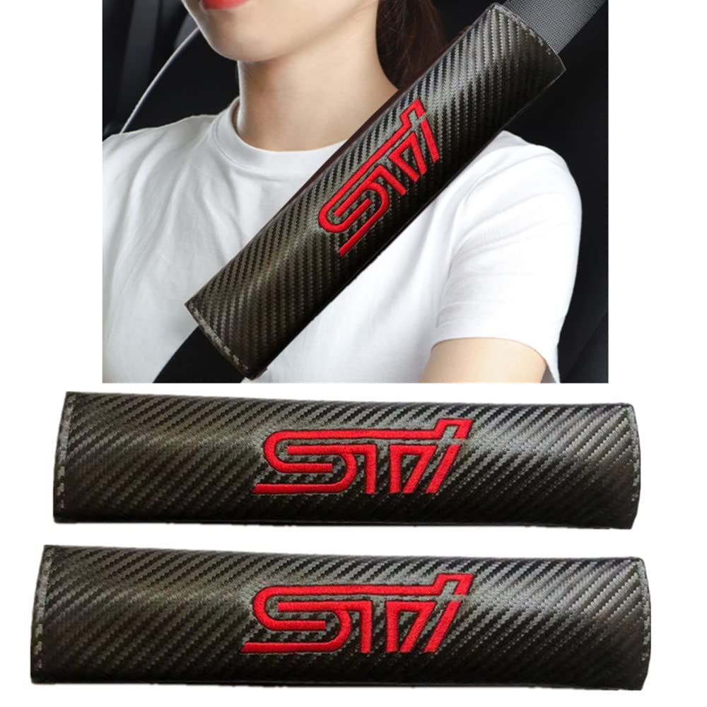 FOIDL 2Pcs Carbon Fiber Car Seat Belt Cover Shoulder Cushion Pad for Subaru STI - Comfortable & Durable Seat Belt Protector for Long Drives & Road Trips