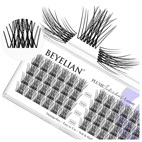 BEYELIAN DIY Eyelash Extension Kit - 48 Cluster Lashes for Natural Look, Reusable False Eyelashes with Super Thin Clear Band & Glue (Style5 0.07 14mm) - Perfect for Daily Wear, Special Occasions and Professional Makeup