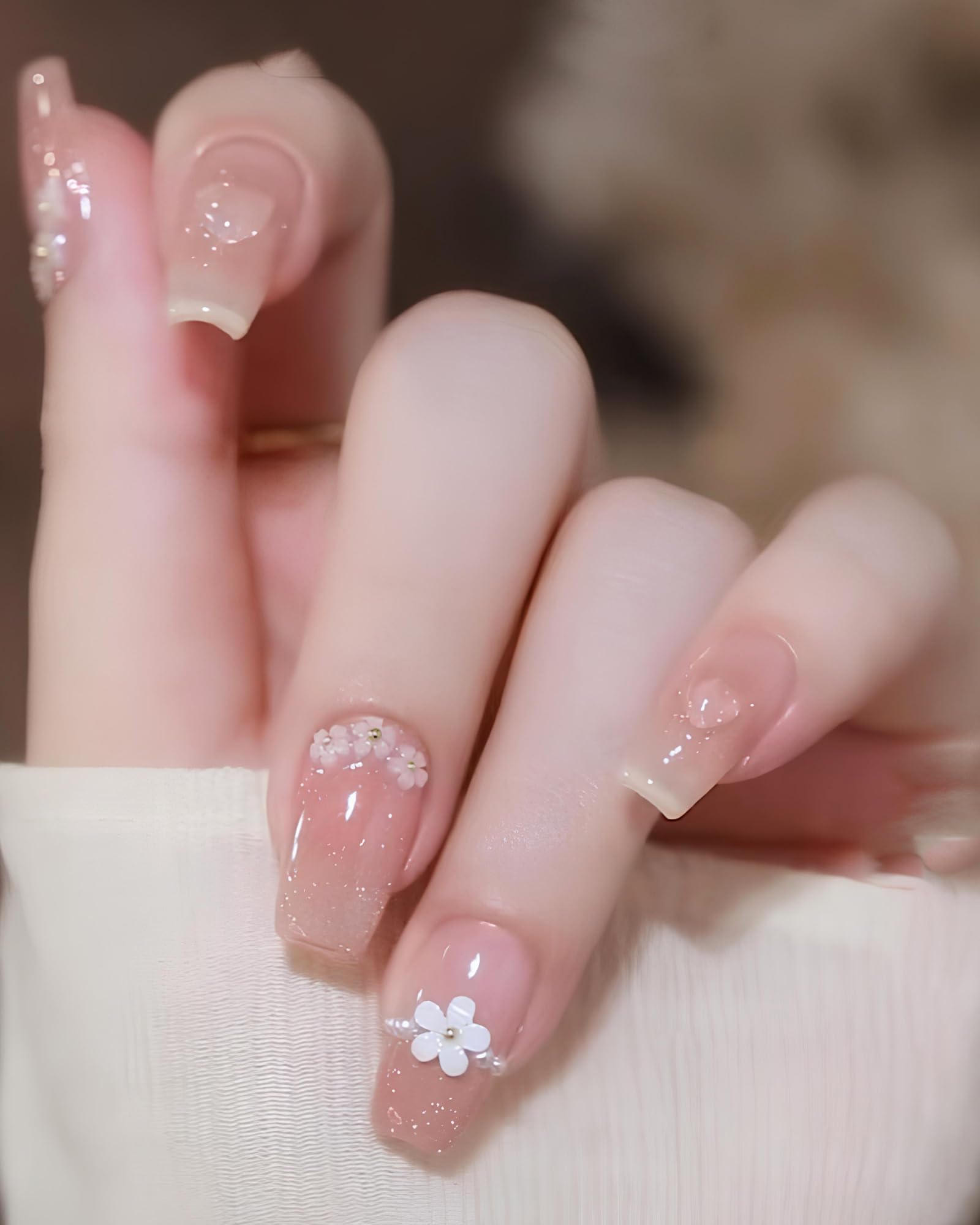 3D Cherry Blossom Nail Charms with Rhinestones & Pearls - DIY Acrylic Nail Art Kit for Spring Manicures - Nail Salon Supplies (2 Boxes) - Perfect for Bridal Nails, Party Manicures & Nail Art Enthusiasts