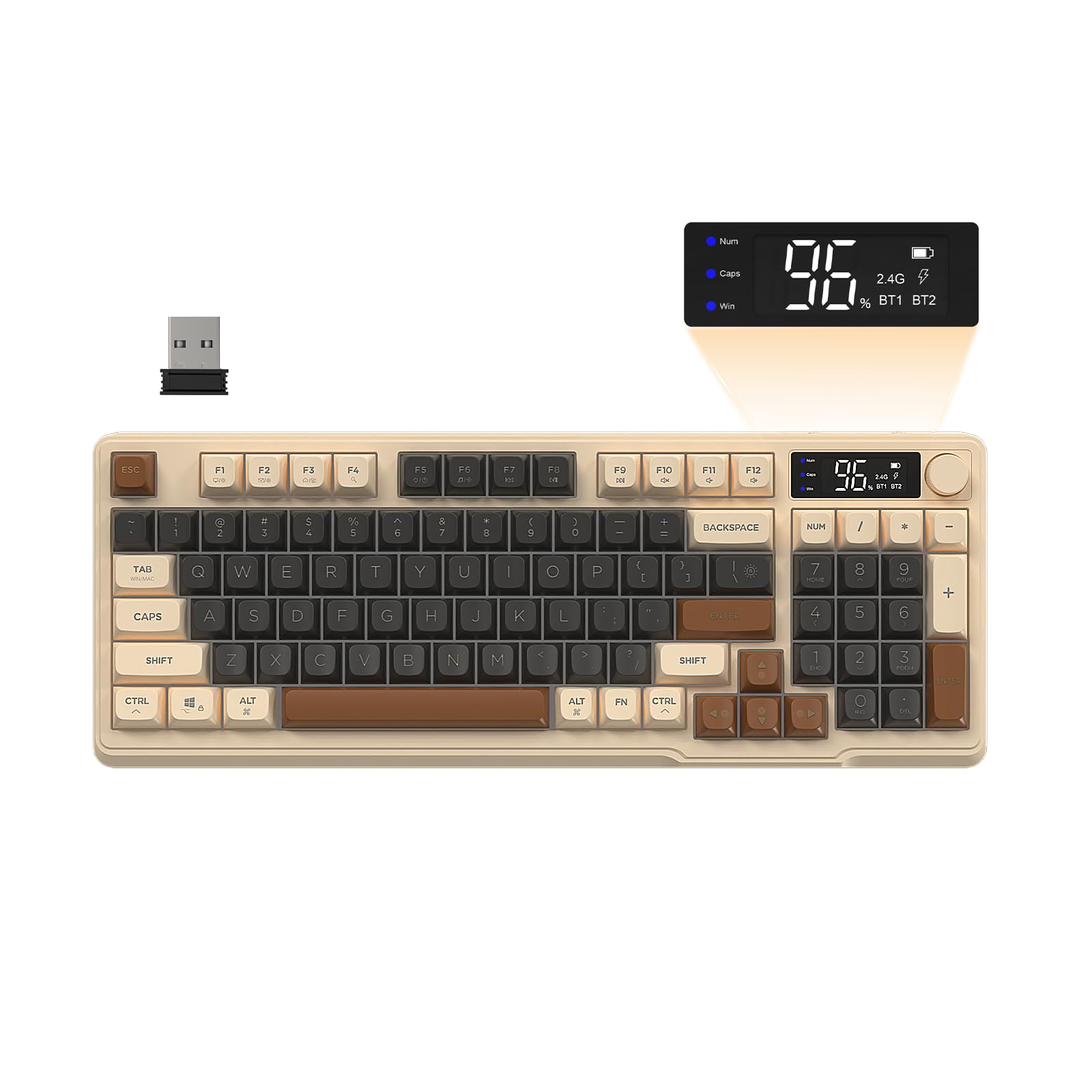 Freewolf M96 Wireless Gaming Keyboard - Bluetooth/2.4G, RGB Backlit, PBT Keycaps for Win/Mac - Perfect for Gaming & Office Work