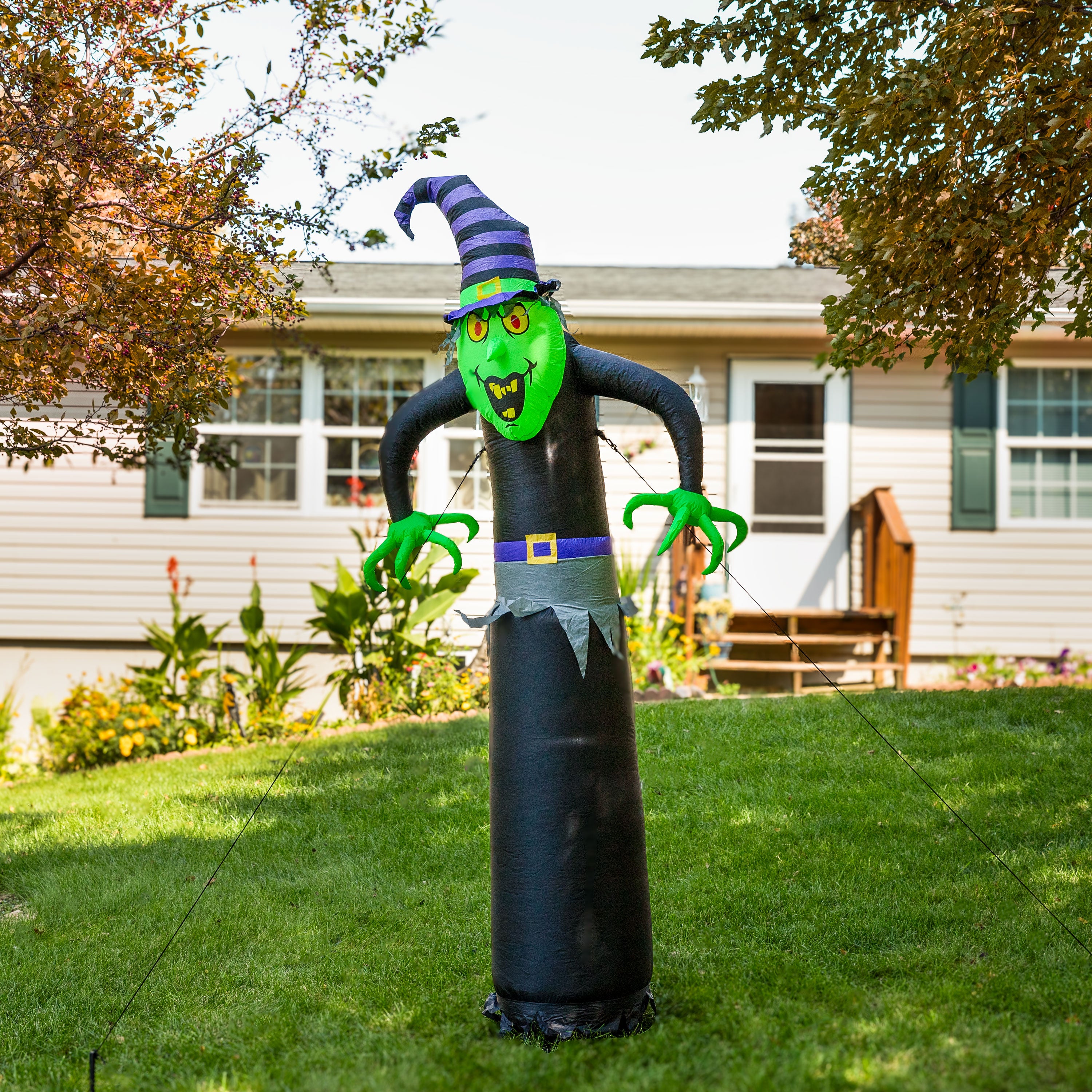 Sunnydaze 8' Winifred the Wicked Witch Inflatable Halloween Decoration - Spooky Outdoor Yard Decor for Halloween Party & Haunted House