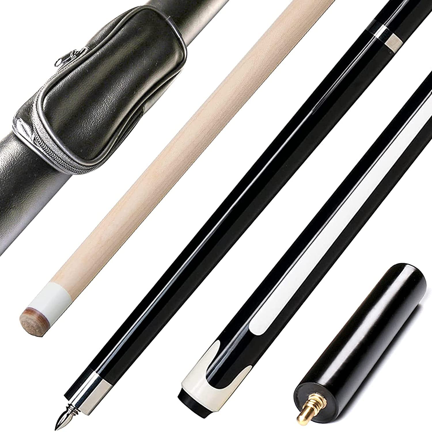 MRKBBVAKVZ 13mm 57 Inch Canadian Maple Wood Pool Cue Stick - 18-21oz Professional Billiard Cue for Bars, Game Rooms & Home Use (Black, Size C) | Durable Commercial-Grade Pool Sticks