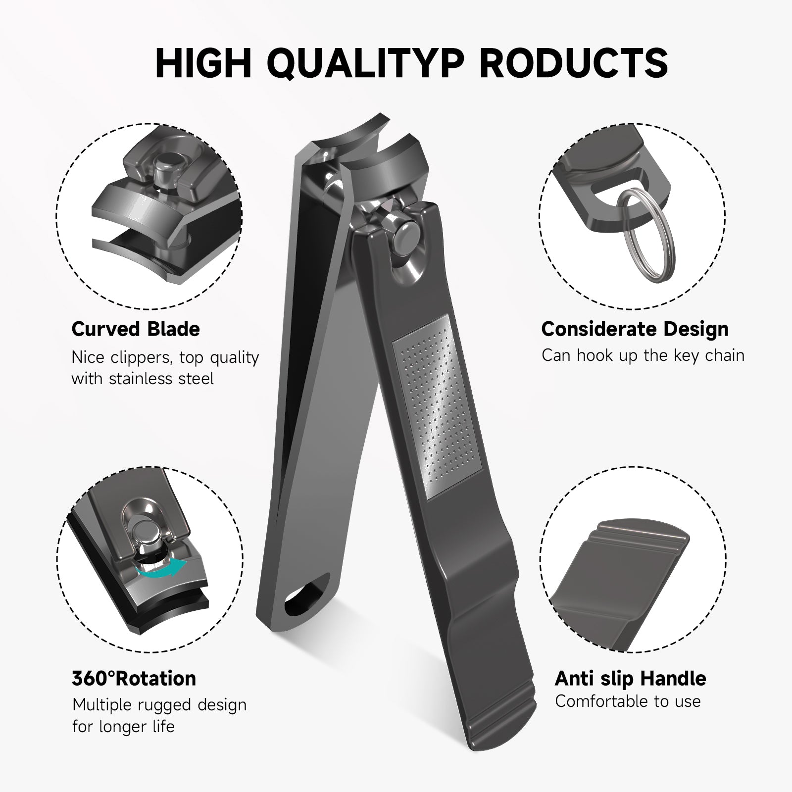 Premium Stainless Steel Nail Clipper Set with Nail File & Travel Case - 2 Pack for Fingernails & Toenails - Perfect for Home, Travel, and Grooming Kits