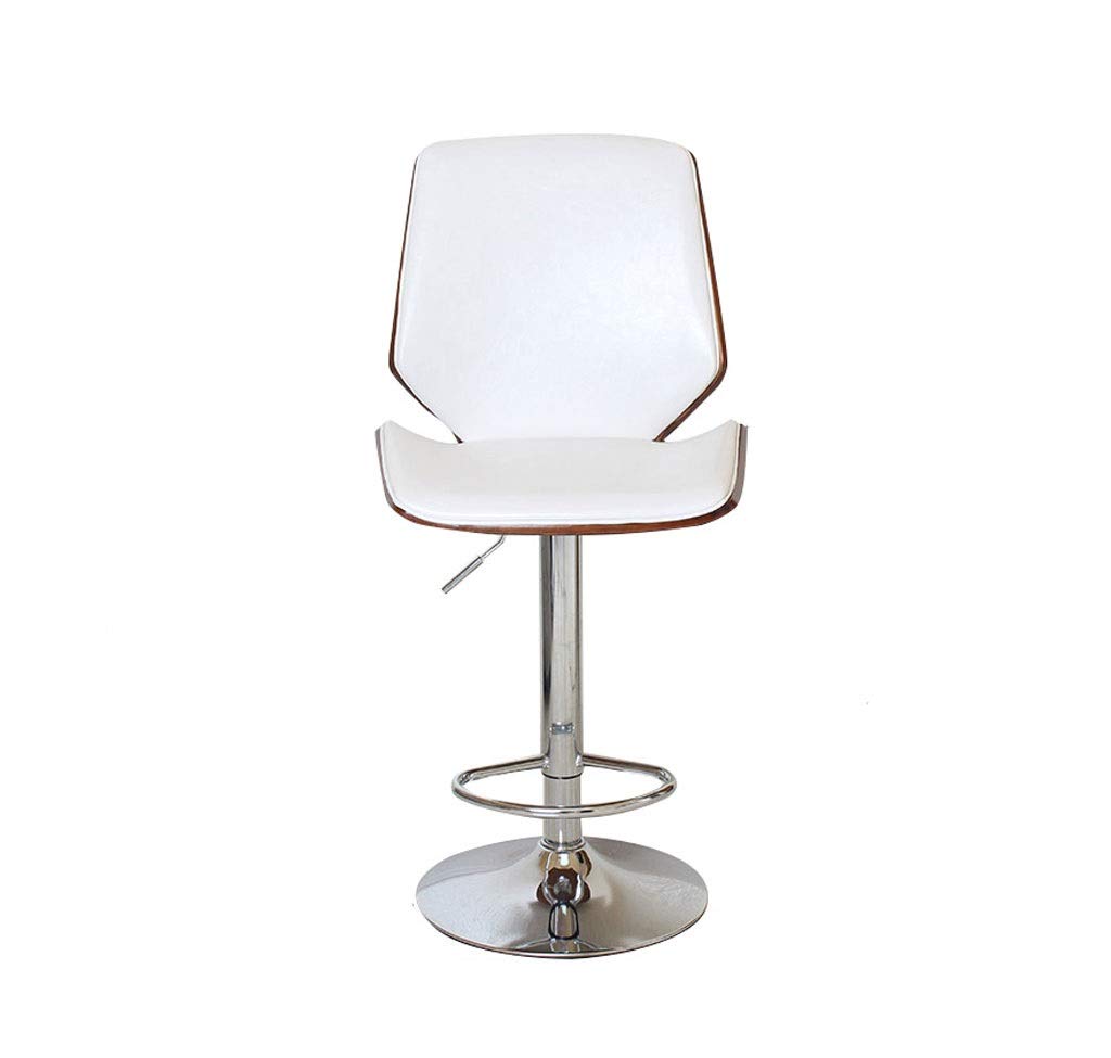 Rotating Bar Stool with PU Leather Backrest - Solid Wood Counter Height Stool, Swivel Bar Chair for Kitchen Island, Breakfast Nook & Home Bar (White)